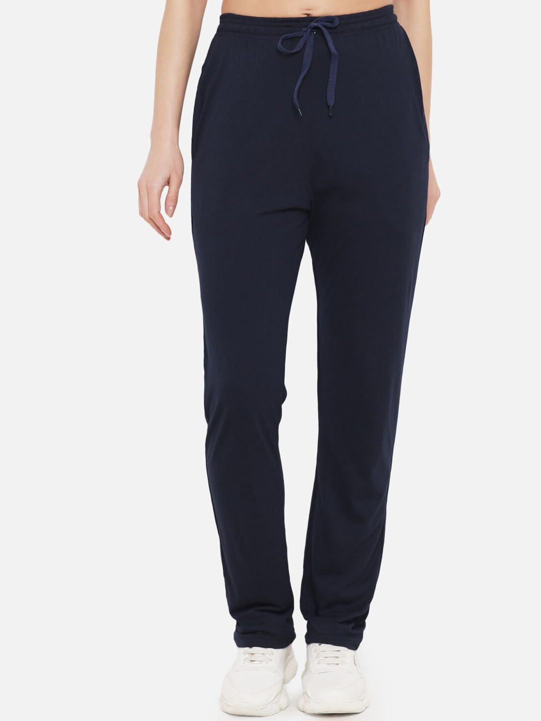 FFLIRTYGO Women Navy Blue Solid Cotton Track Pants