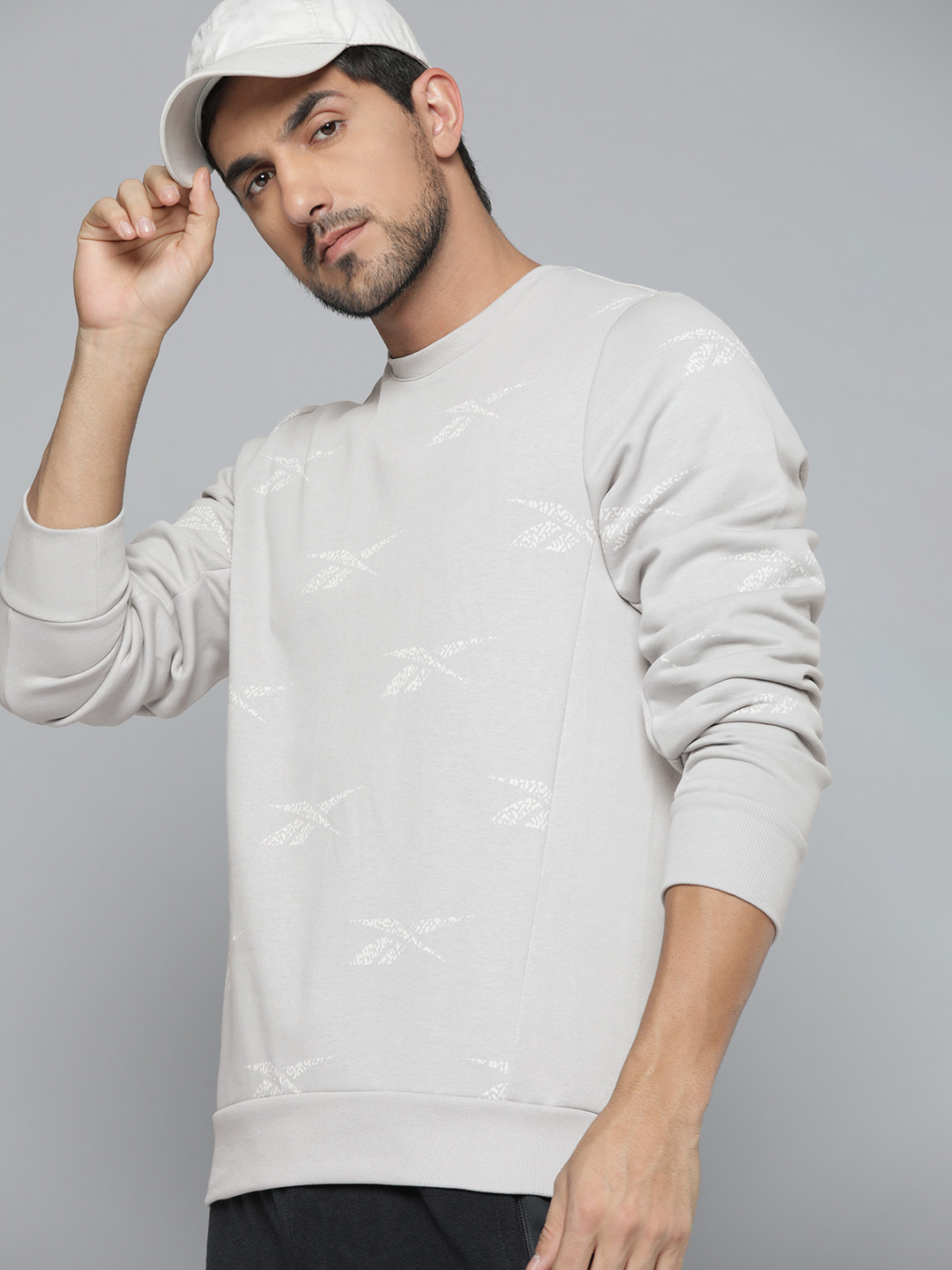 Reebok Men Grey Printed AOP Sweatshirt