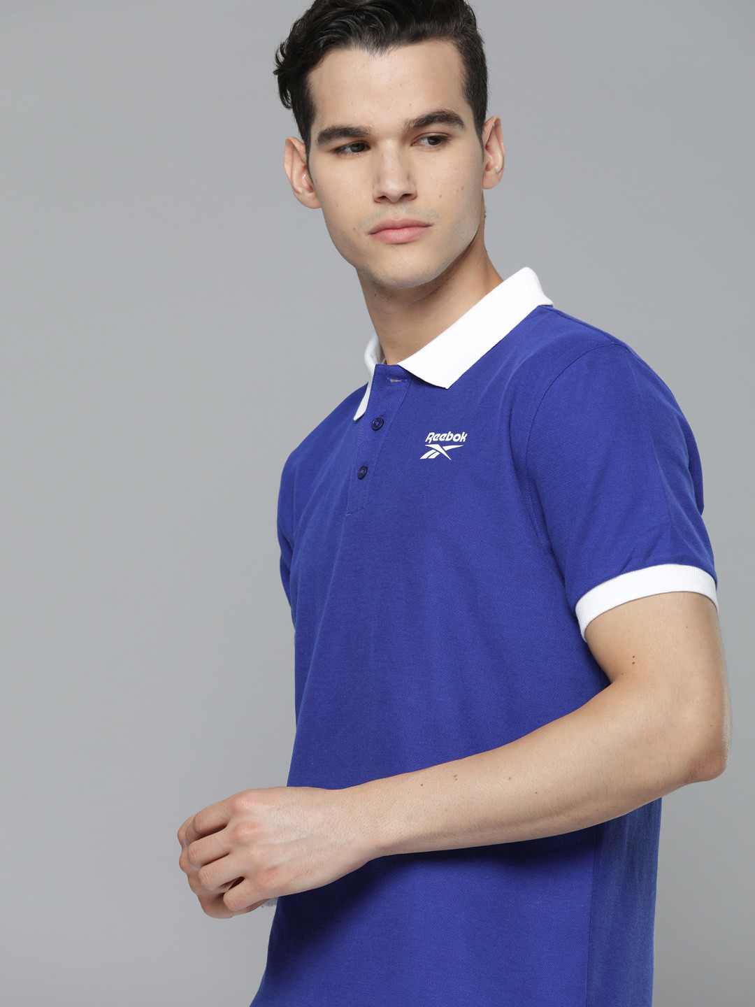 Reebok Men Blue FND Neo Cotton Polo Collar T-shirt