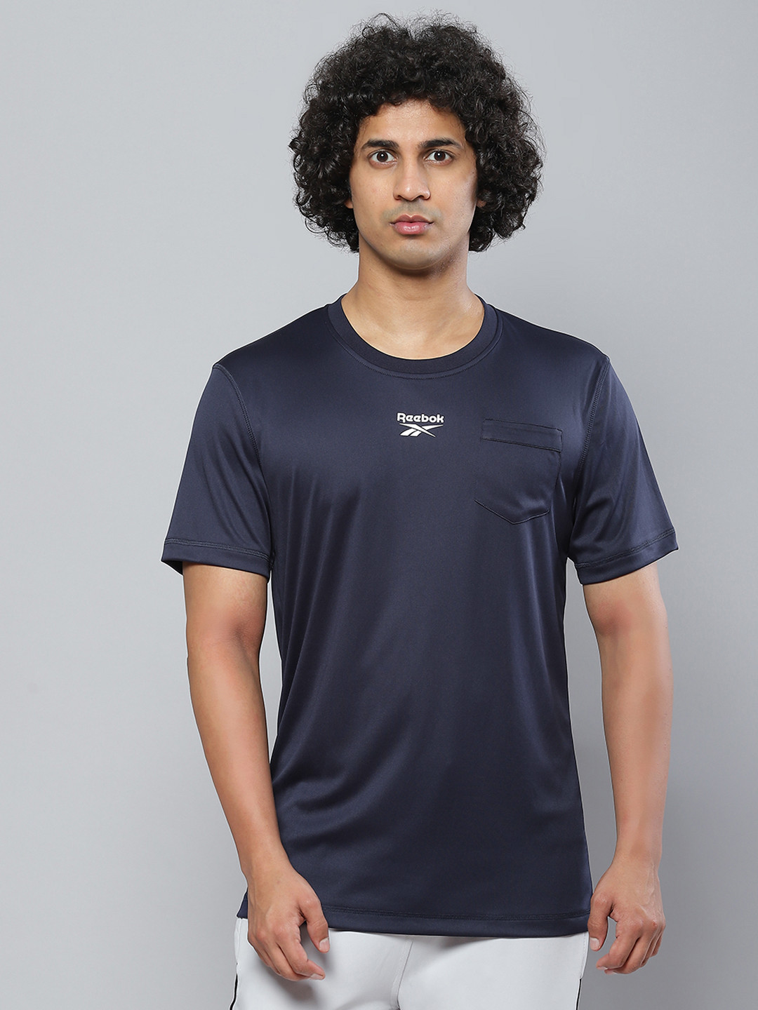 Reebok Men Navy Blue T-shirt