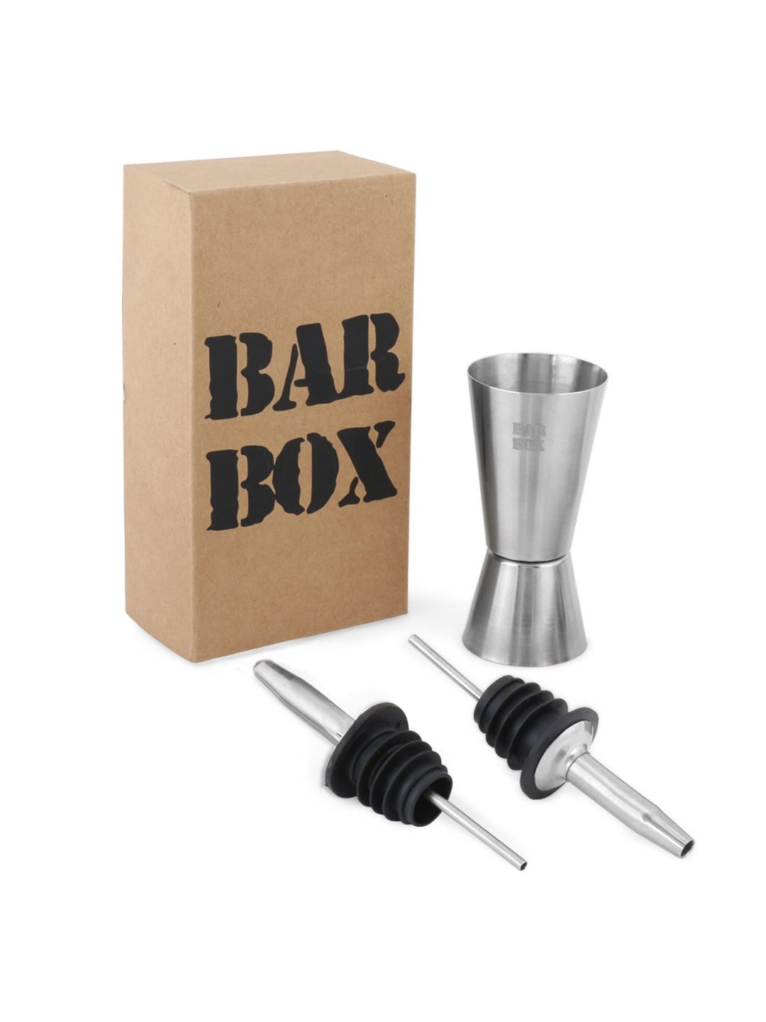 BAR BOX Set Of 3 Silver-Toned Stainless-Steel Bar Accessories