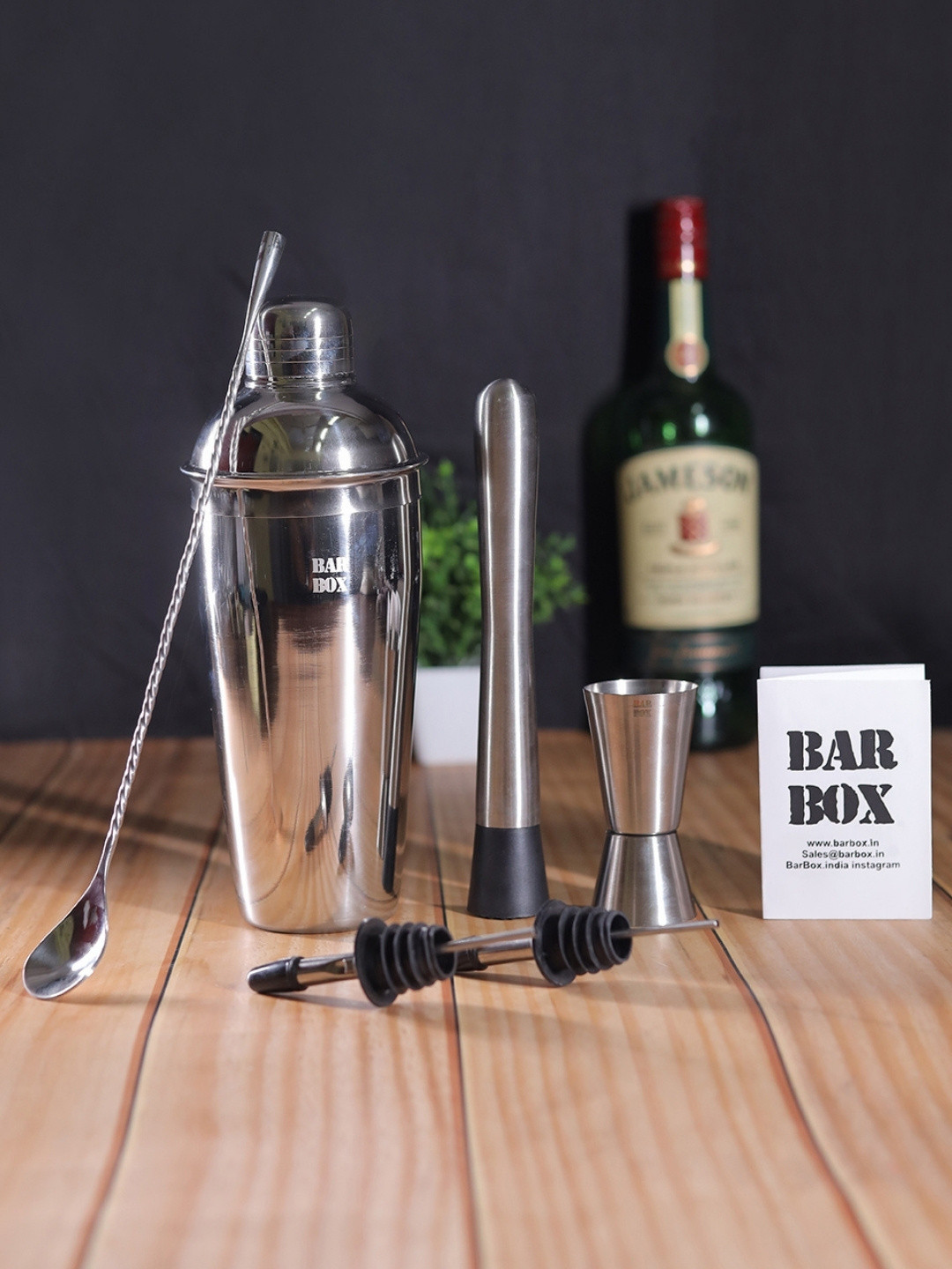 BAR BOX Silver-Toned 7 Pieces Barware Tools