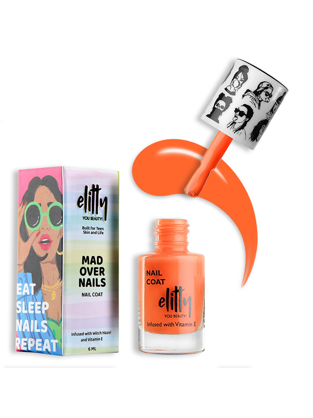 Elitty Mad Over Nails 12 Toxin Free Matte Nail Polish with Witch Hazel  6ml - Juicy Gossip