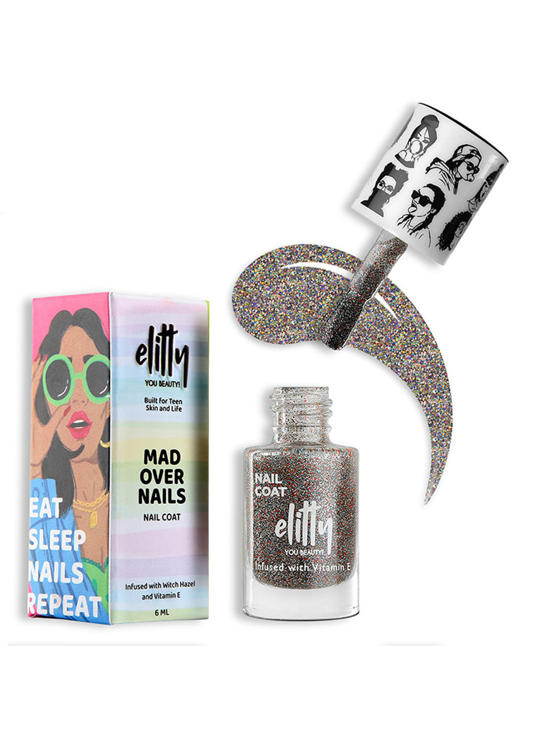 Elitty Mad Over Nails 12 Toxin Free Shimmer Nail Polish with Witch Hazel 6ml - It's a Vibe