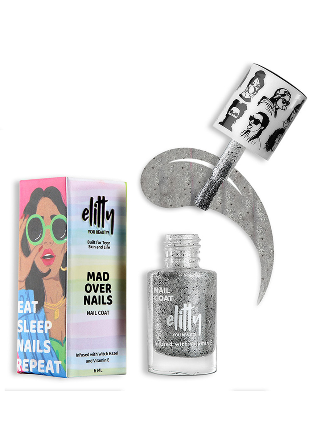 Elitty Mad Over Nails 12 Toxin Free Shimmer Nail Polish with Witch Hazel 6ml - Ice Breaker