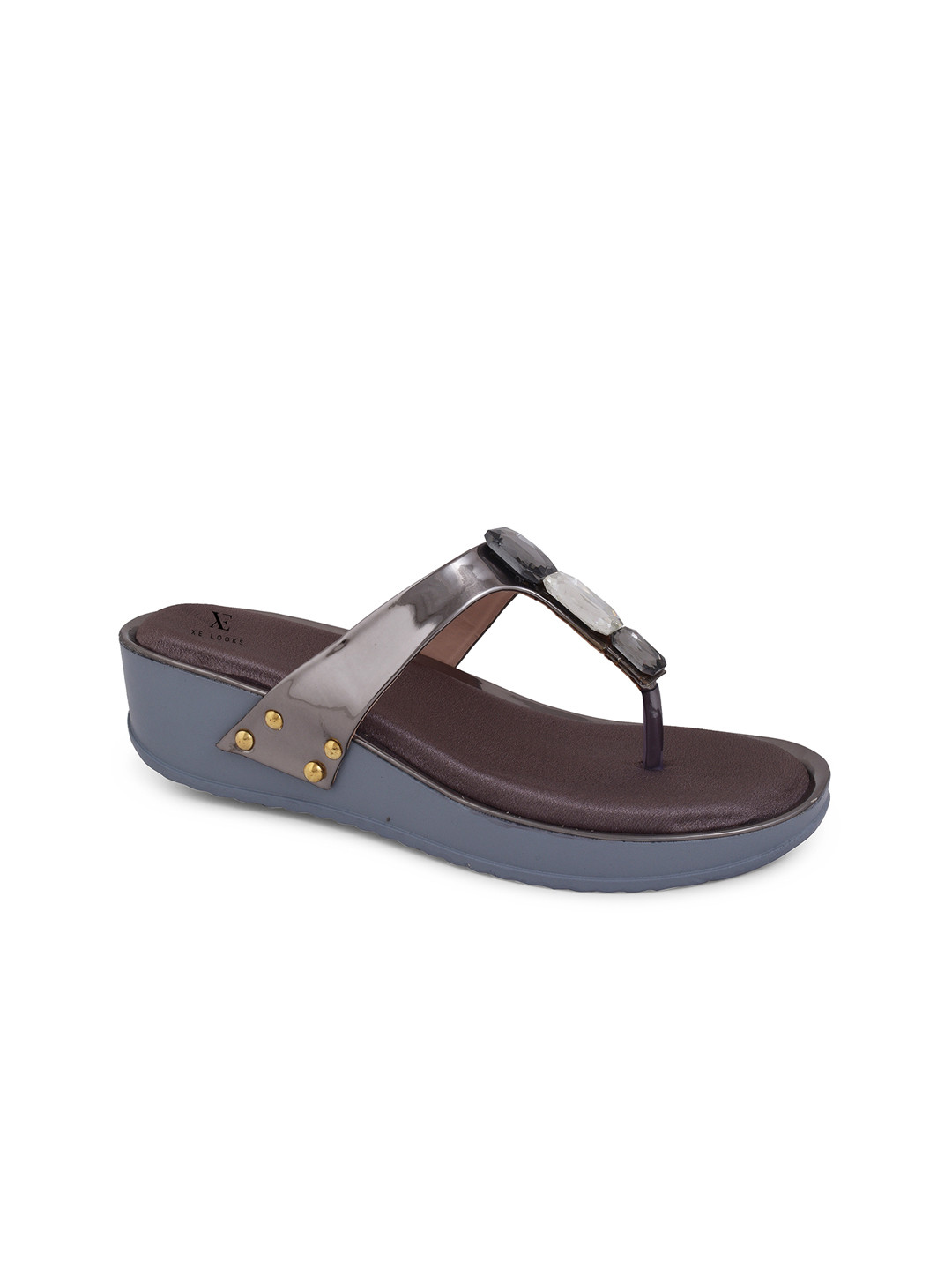 XE Looks Grey & Blue Wedge Sandals