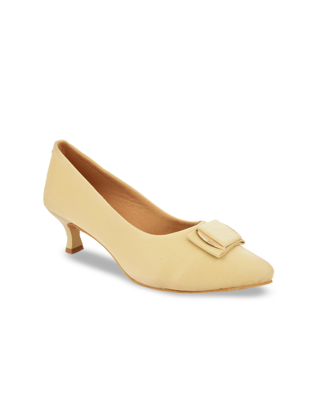 XE Looks Cream-Coloured Kitten Pumps with Bows