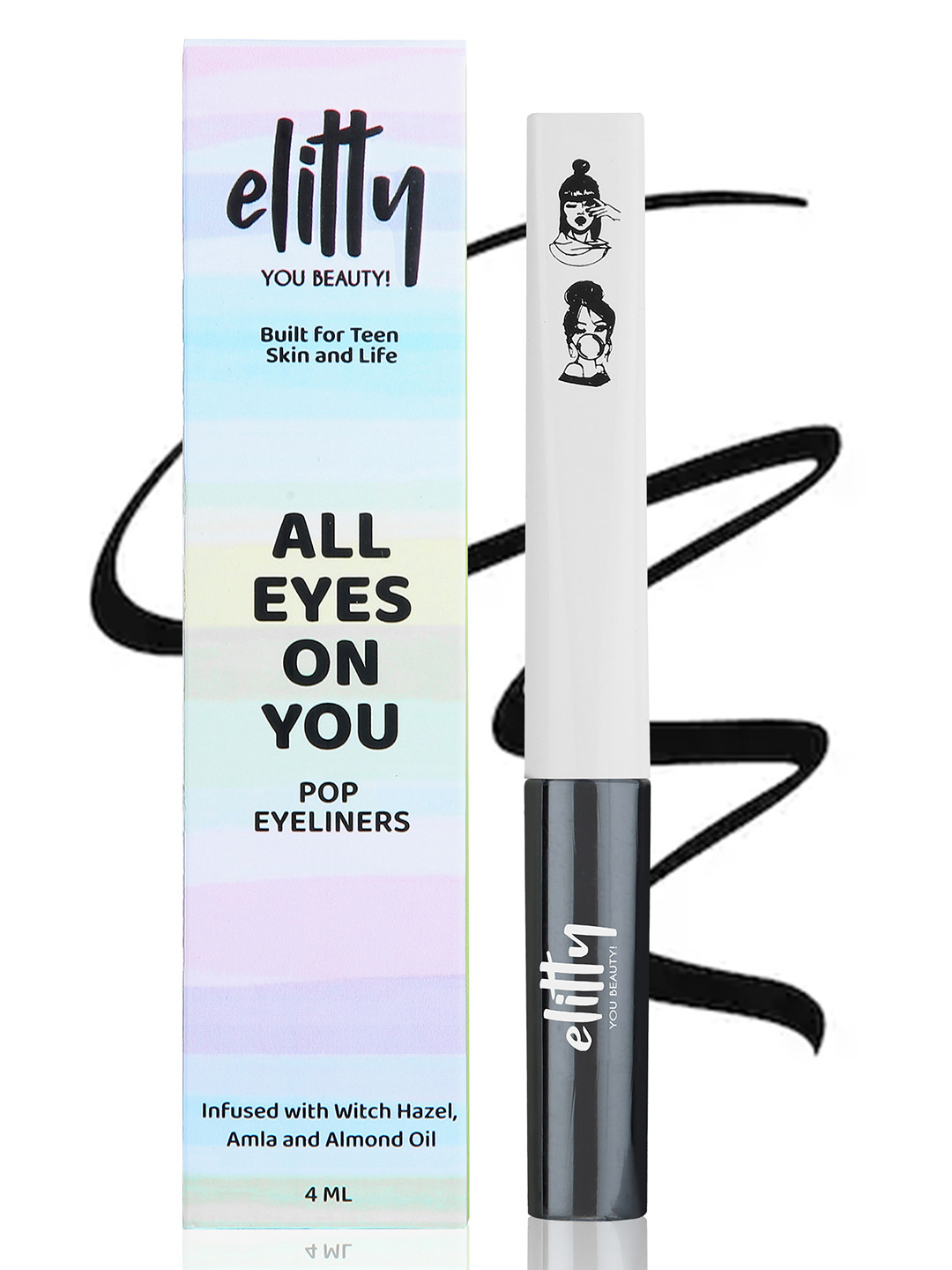 Elitty Matte Finish Liquid Waterproof Eyeliner Lasts Upto 12 Hours - Black