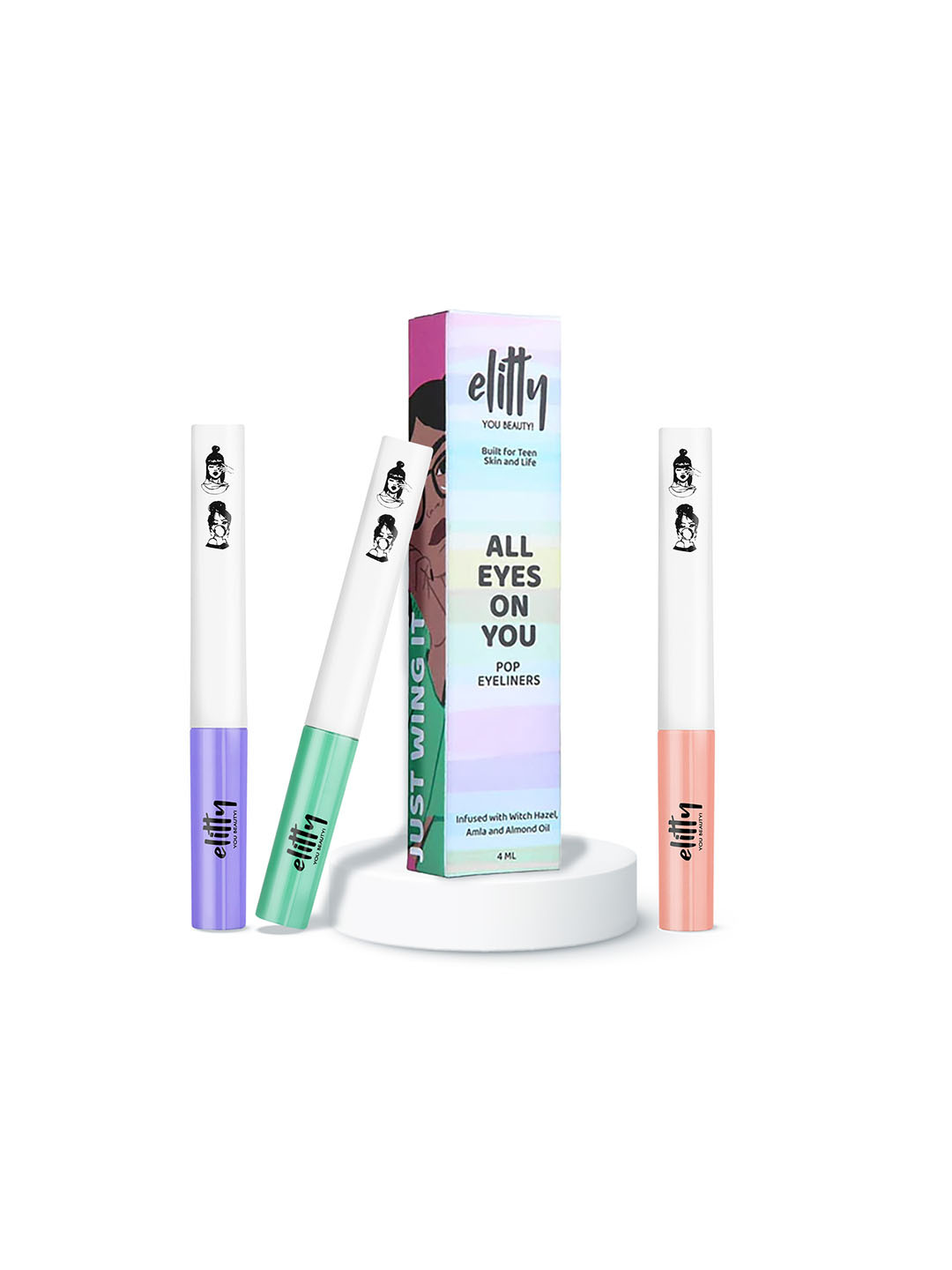 Elitty Teen Girls Set of 3 Eye Gotta Feeling Pastel Smudge Proof Matte Pop Eyeliner