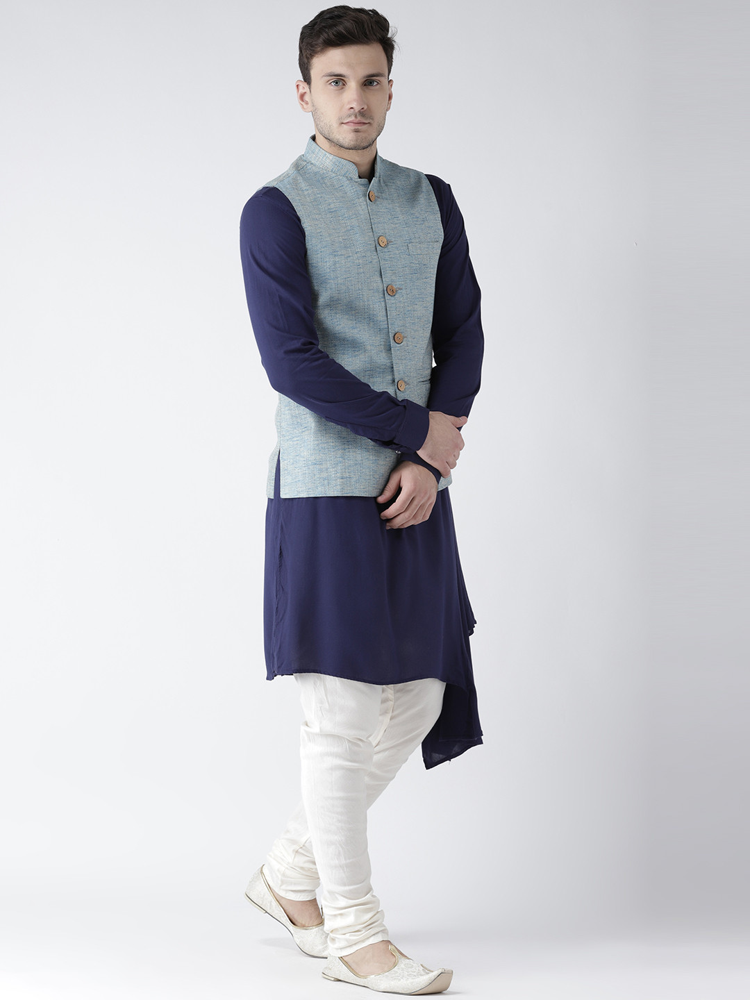 KISAH Men Blue Nehru Jackets