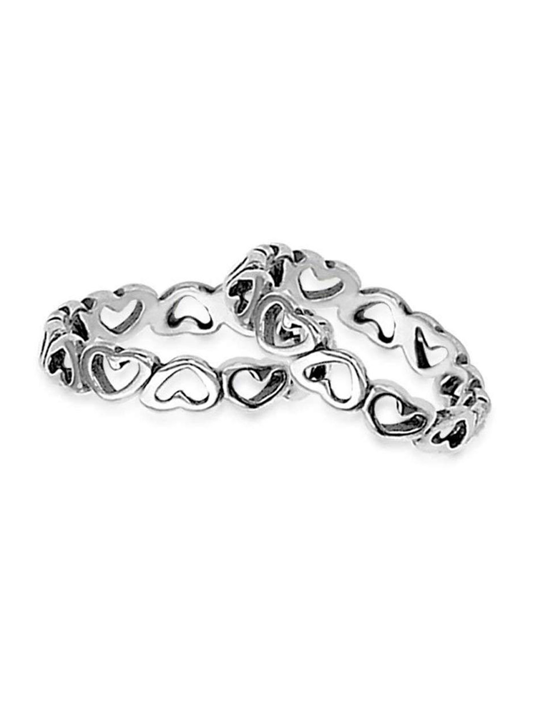 LeCalla  Silver-Toned Heart Band Toe Rings