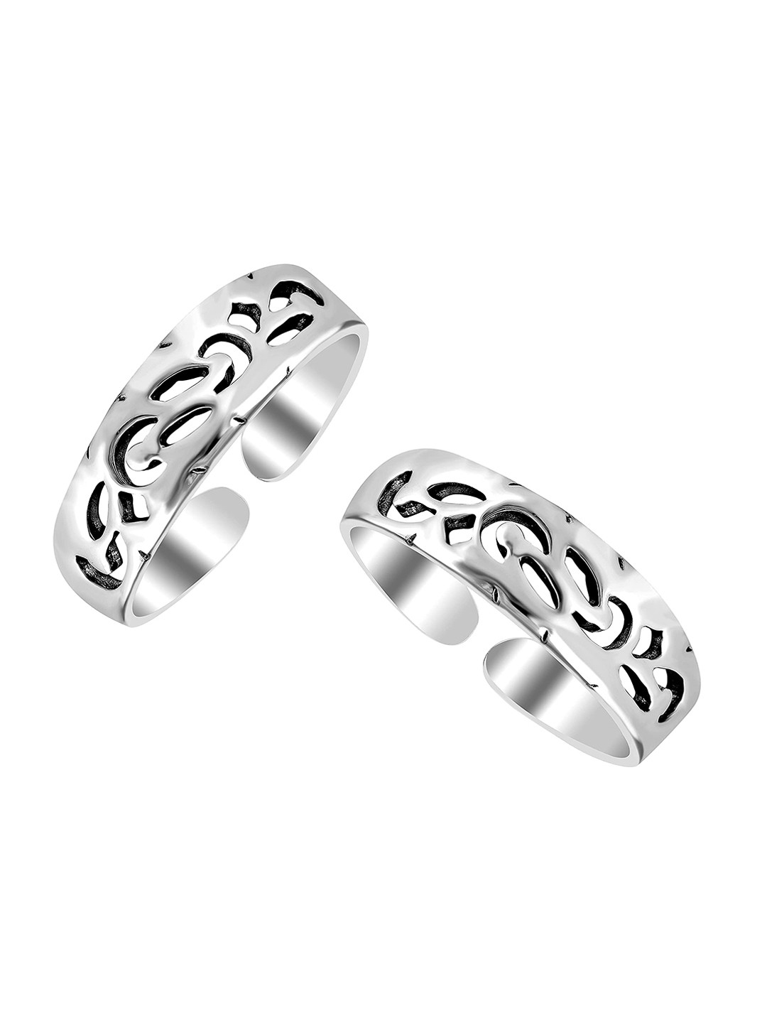 LeCalla Women Set of 2 925 Sterling Silver Stylish Cutwork Toe Ring