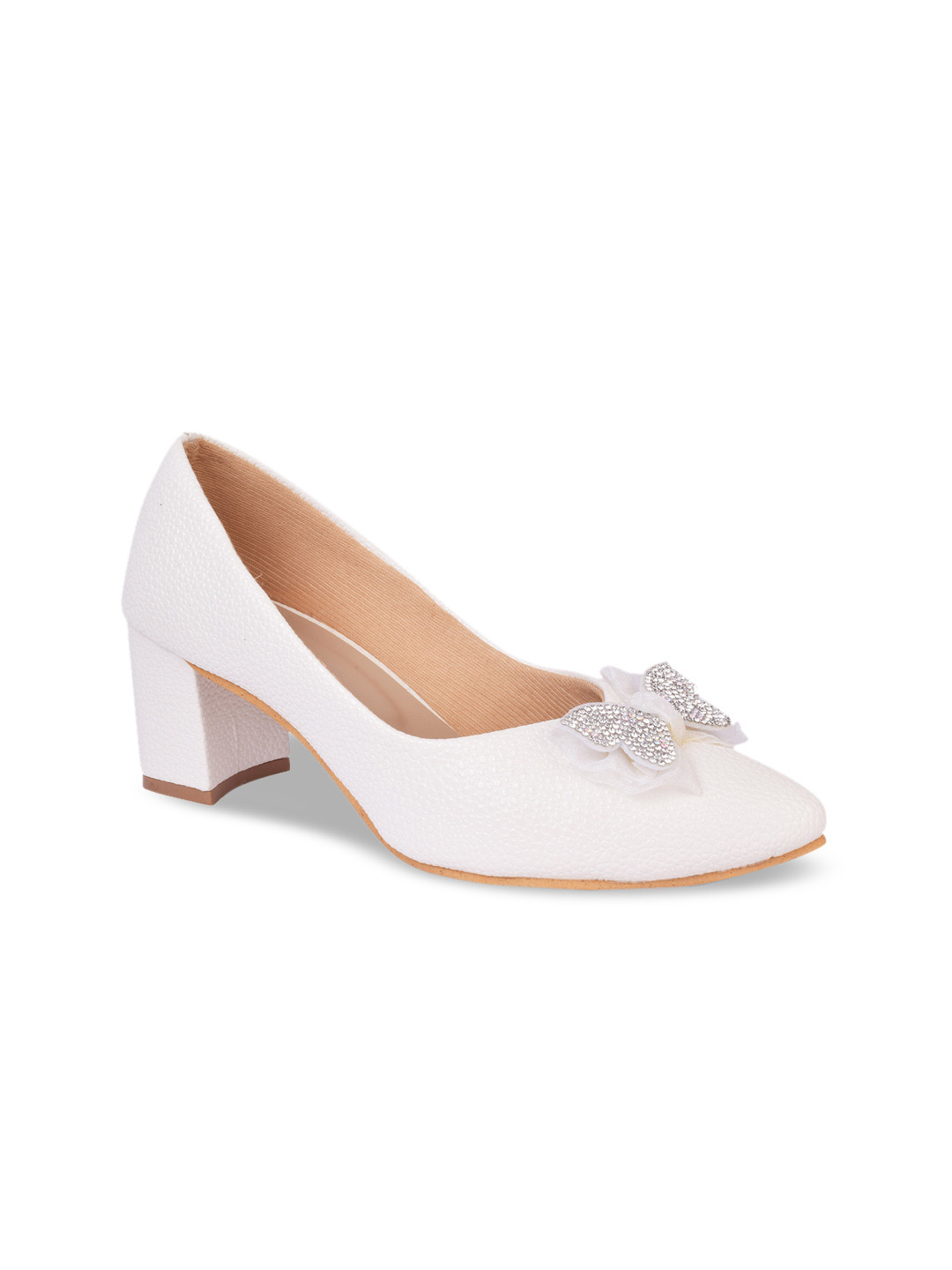 XE Looks WOMEN White Block  Heels  with Bows