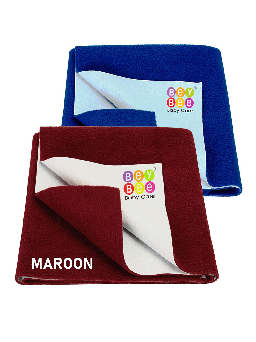 BeyBee Pack of 2 Kids Blue & Maroon Cotton Bed Protecting Mat
