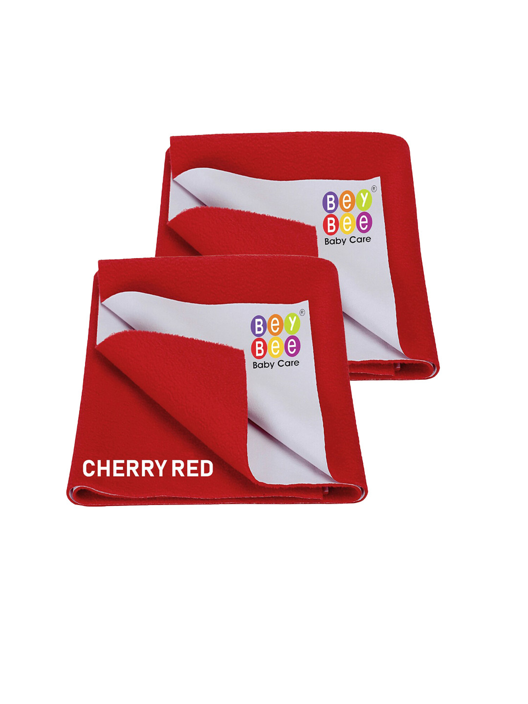 BeyBee Kids Pack of 2 Red Solid Waterproof Dry Sheet Cotton Mattress Protector