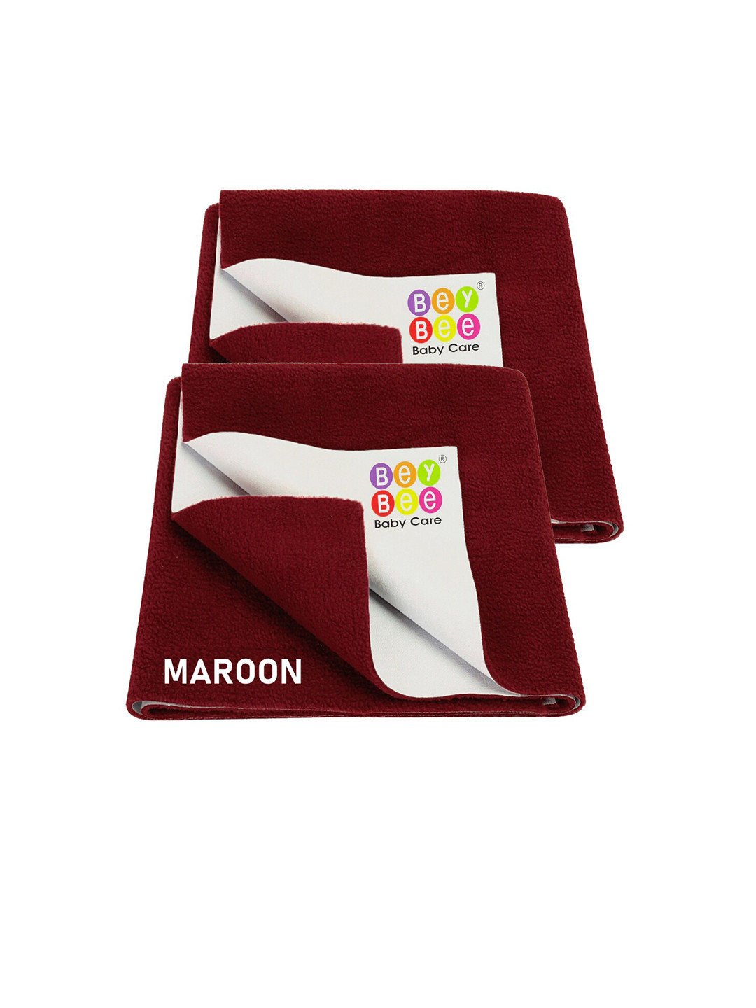 BeyBee Set of 2 Quick Maroon Dry Baby Bed Protector Waterproof Mattress