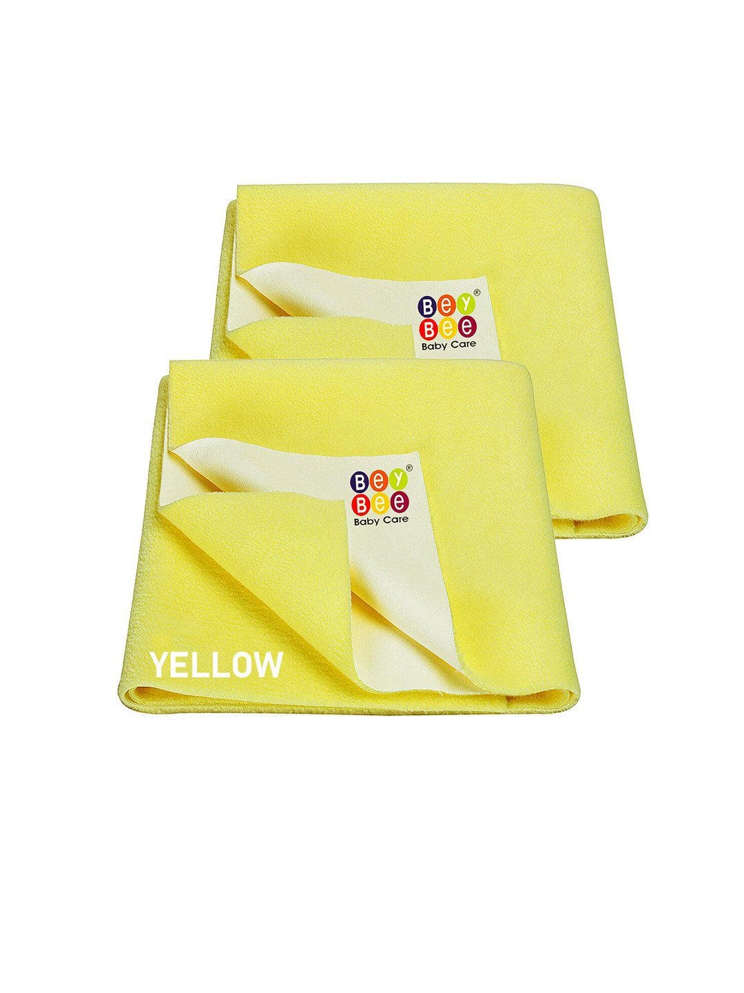 BeyBee Kids Pack of 2 Yellow Solid Waterproof Dry Sheet Cotton Mattress Protector