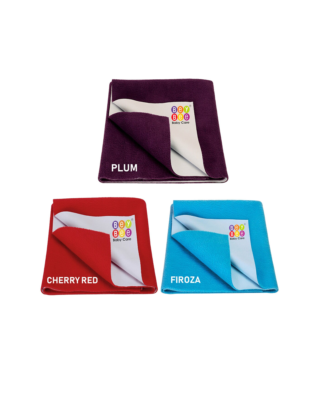 BeyBee Kids Pack of 3 Red Solid Waterproof Dry Sheet Cotton Mattress Protector