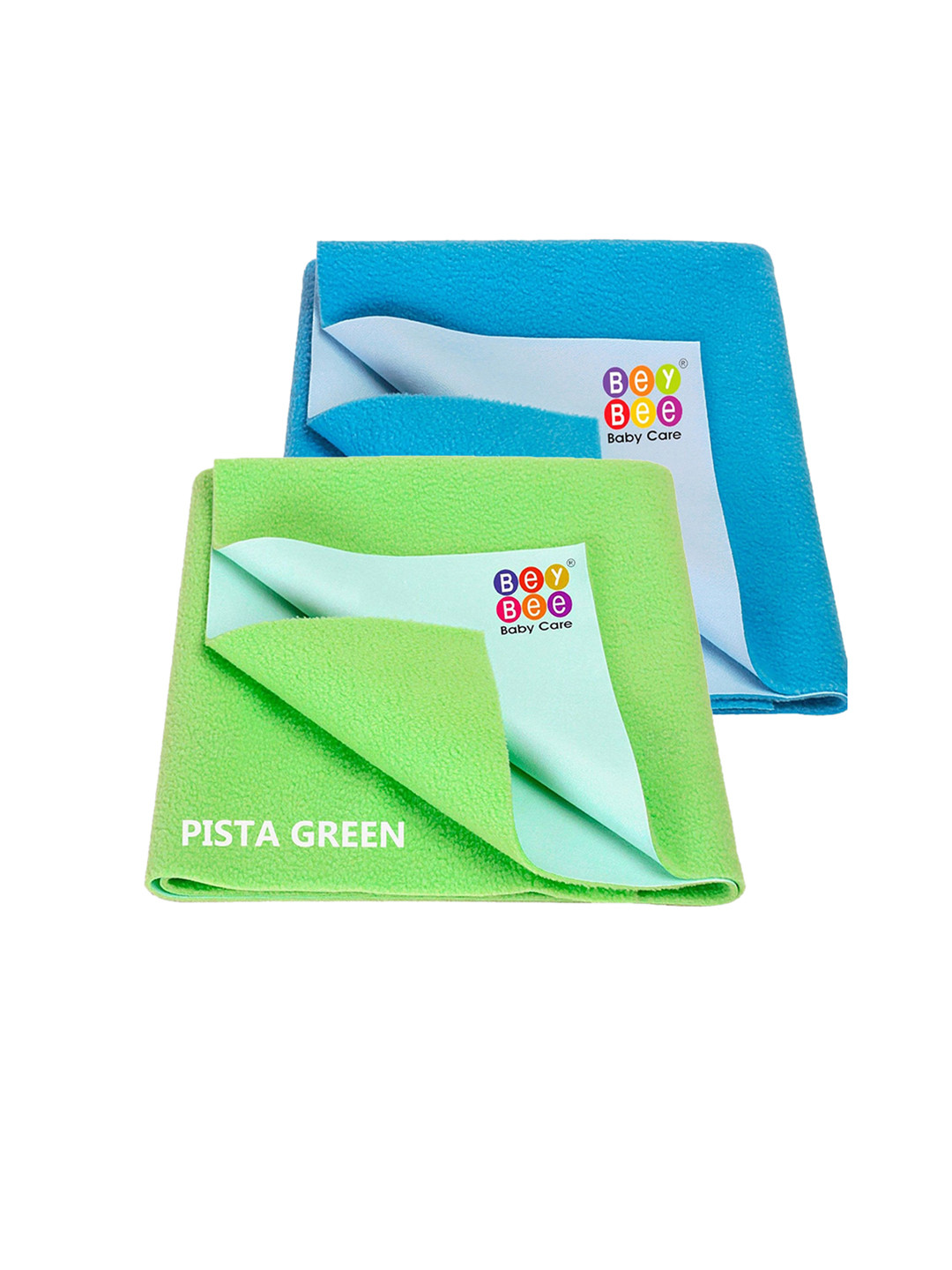 BeyBee Set of 2 Green & Blue Quick Dry Baby Bed Protector Waterproof Mattress