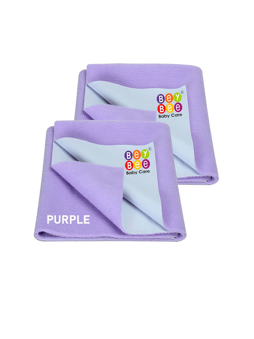 BeyBee Kids Pack of 2 Purple Solid Waterproof Dry Sheet Cotton Mattress Protector