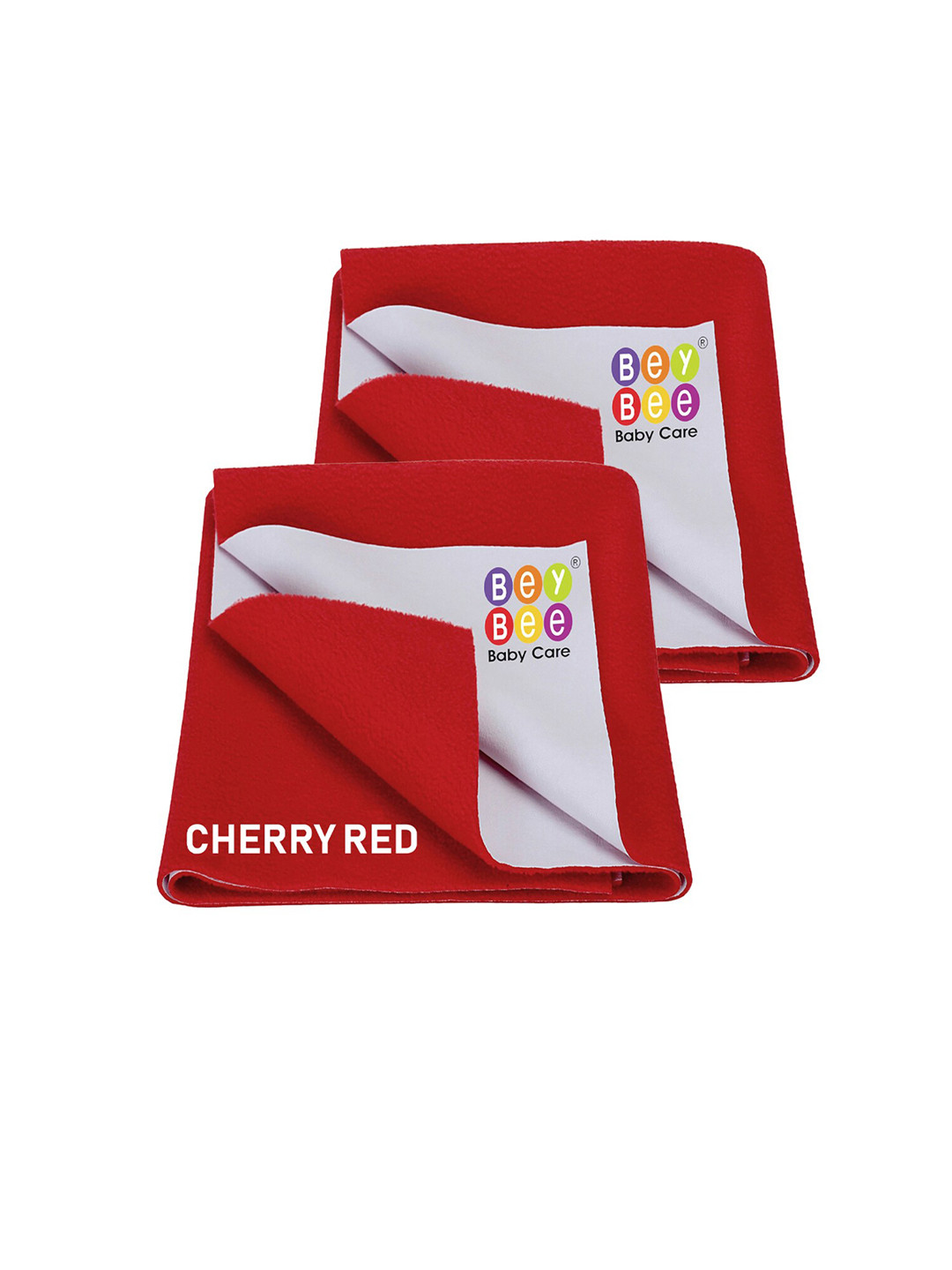 BeyBee Kids Pack of 2 Red Solid Waterproof Dry Sheet Cotton Mattress Protector
