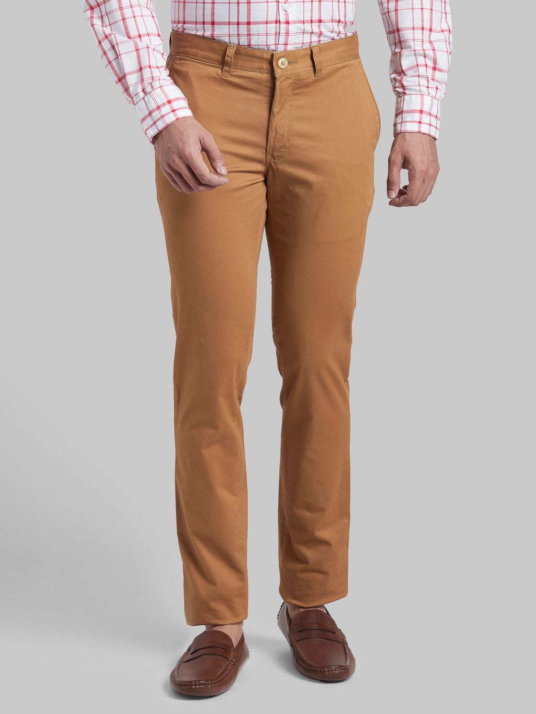 Parx Men Khaki Slim Fit Casual Trousers