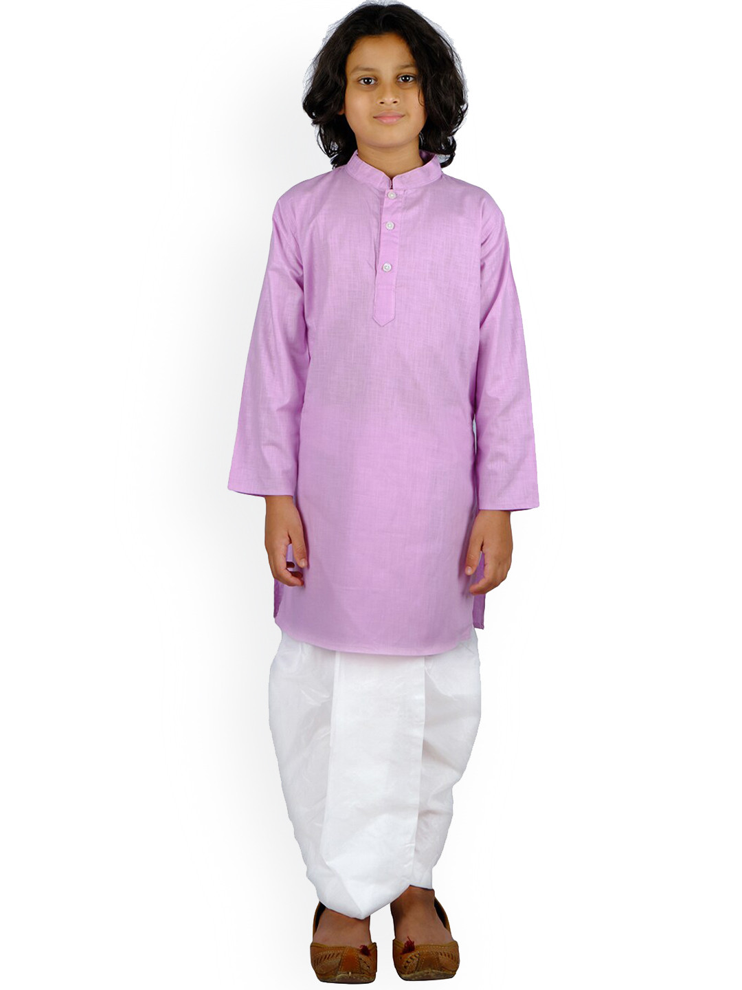 Sethukrishna Boys Lavender Pure Cotton Kurta with Dhoti Pants