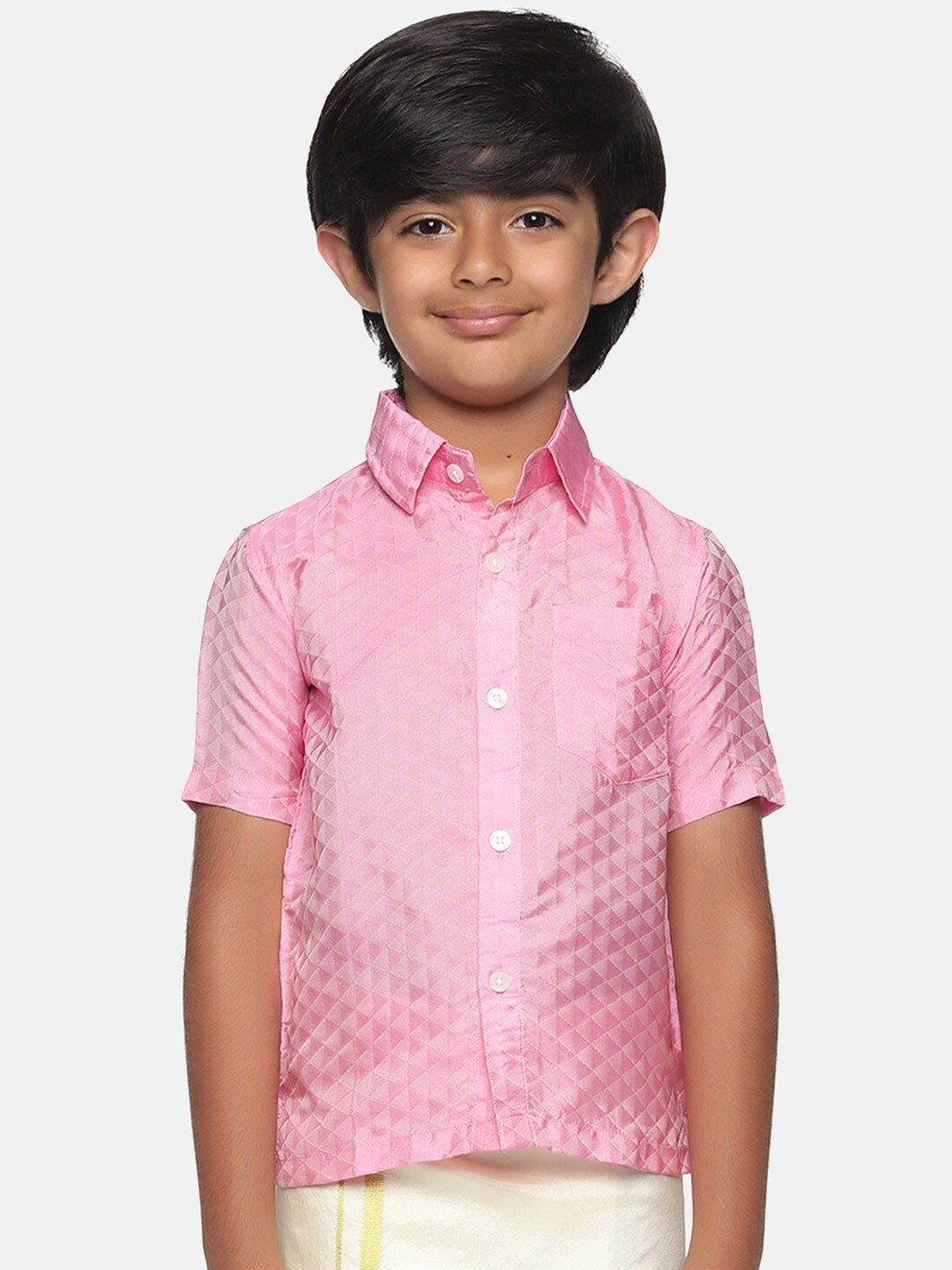 Sethukrishna Boys Pink Classic Checked Party Shirt