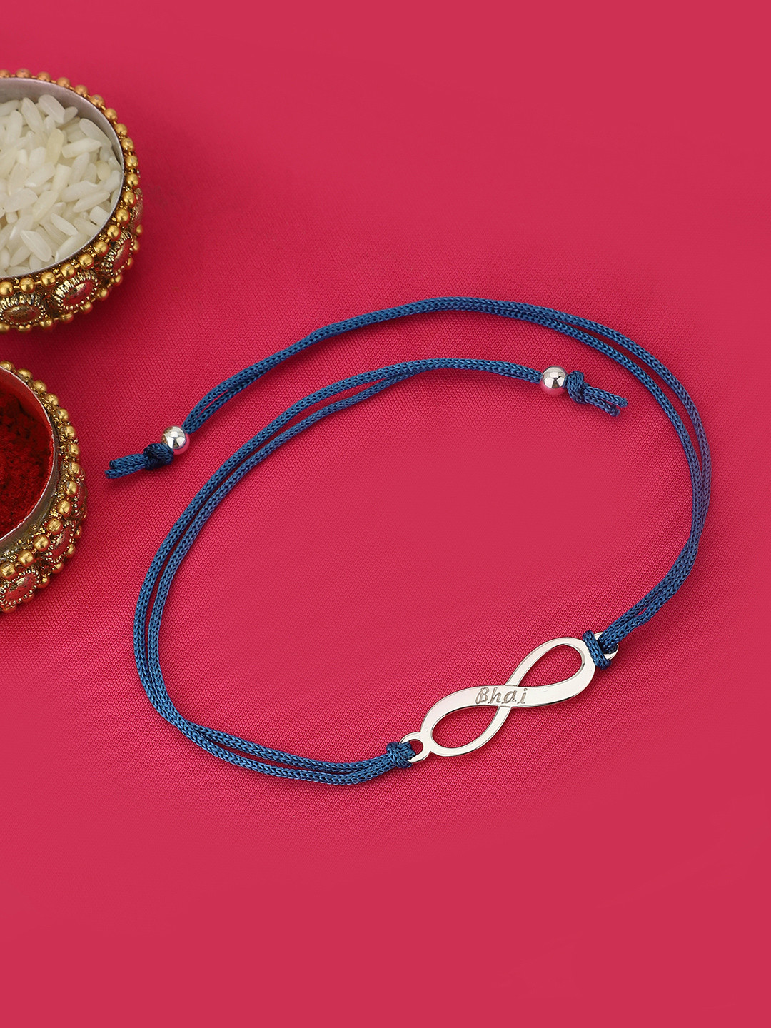 Carlton London Blue 925 Sterling Silver Rakhi