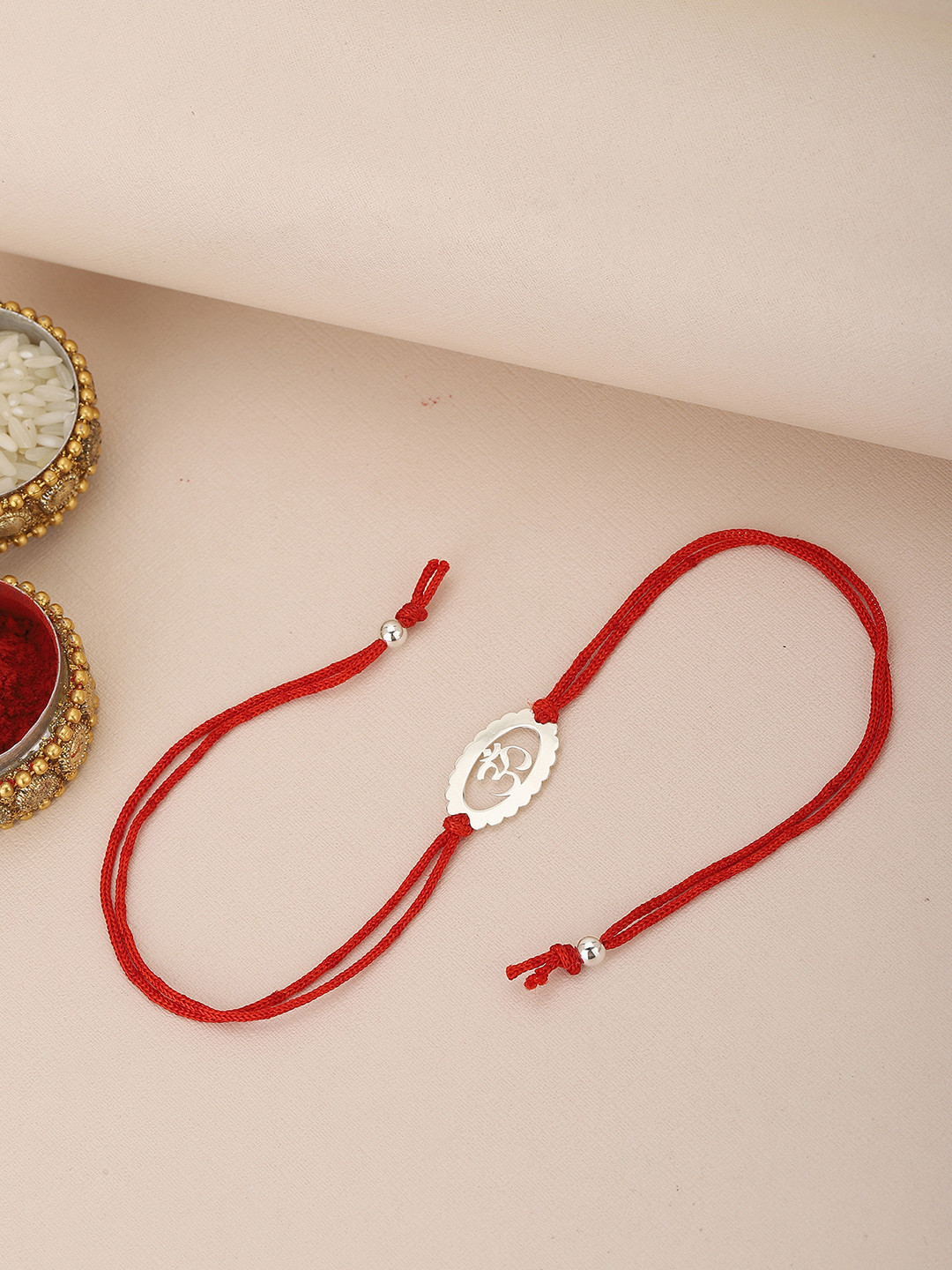 Carlton London Red 925 Sterling Silver Rakhi