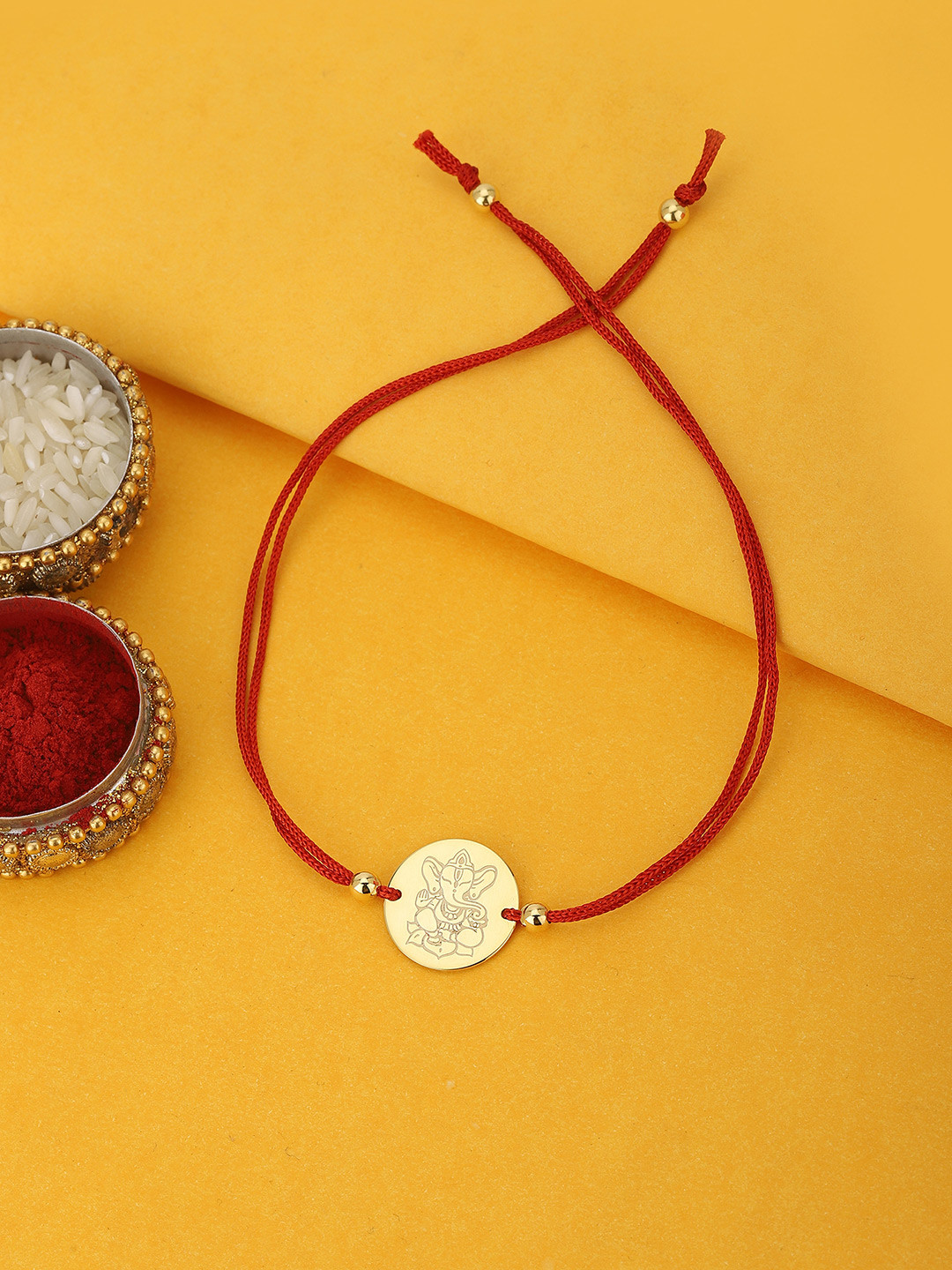 Carlton London Red 925 Sterling Silver Rakhi