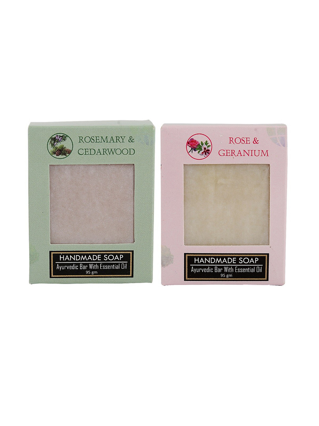 Sugandhim Ayurvedic Soaps - Patchouli & Frankincense, Rose & Geranium- 95g