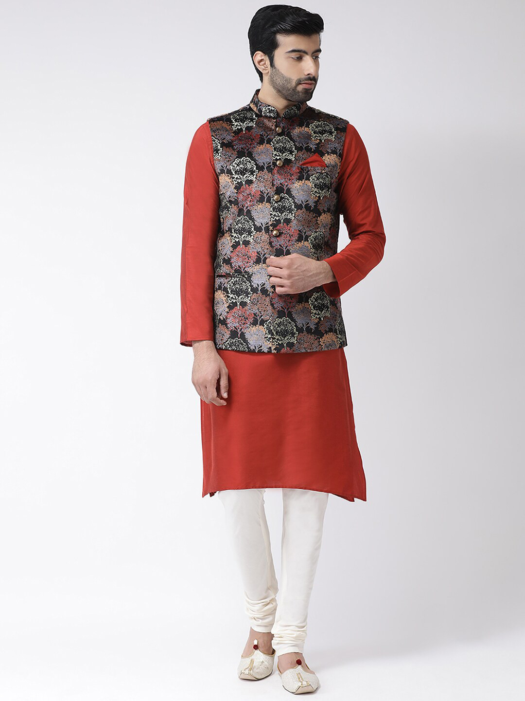 KISAH Men Regular Kurta Jacket Set
