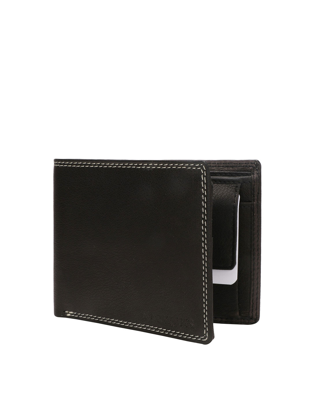 MARKQUES Men Black Leather Two Fold Wallet