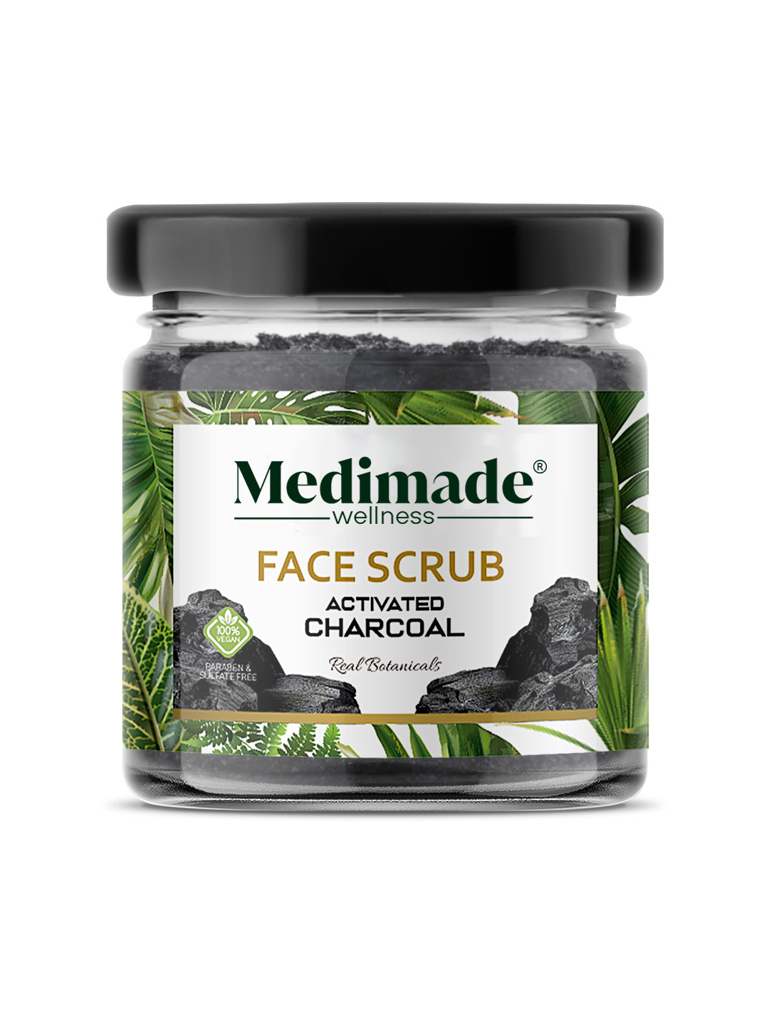 Medimade Activated Charcoal Vegan Face Scrub for Pore Cleansing - 30g