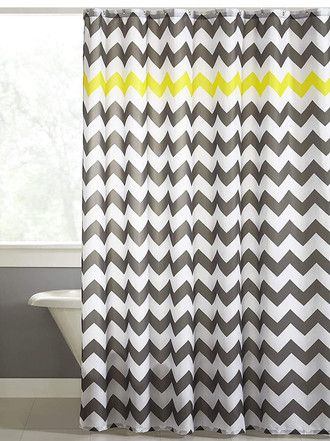 homewards White & Grey Striped Shower Curtain