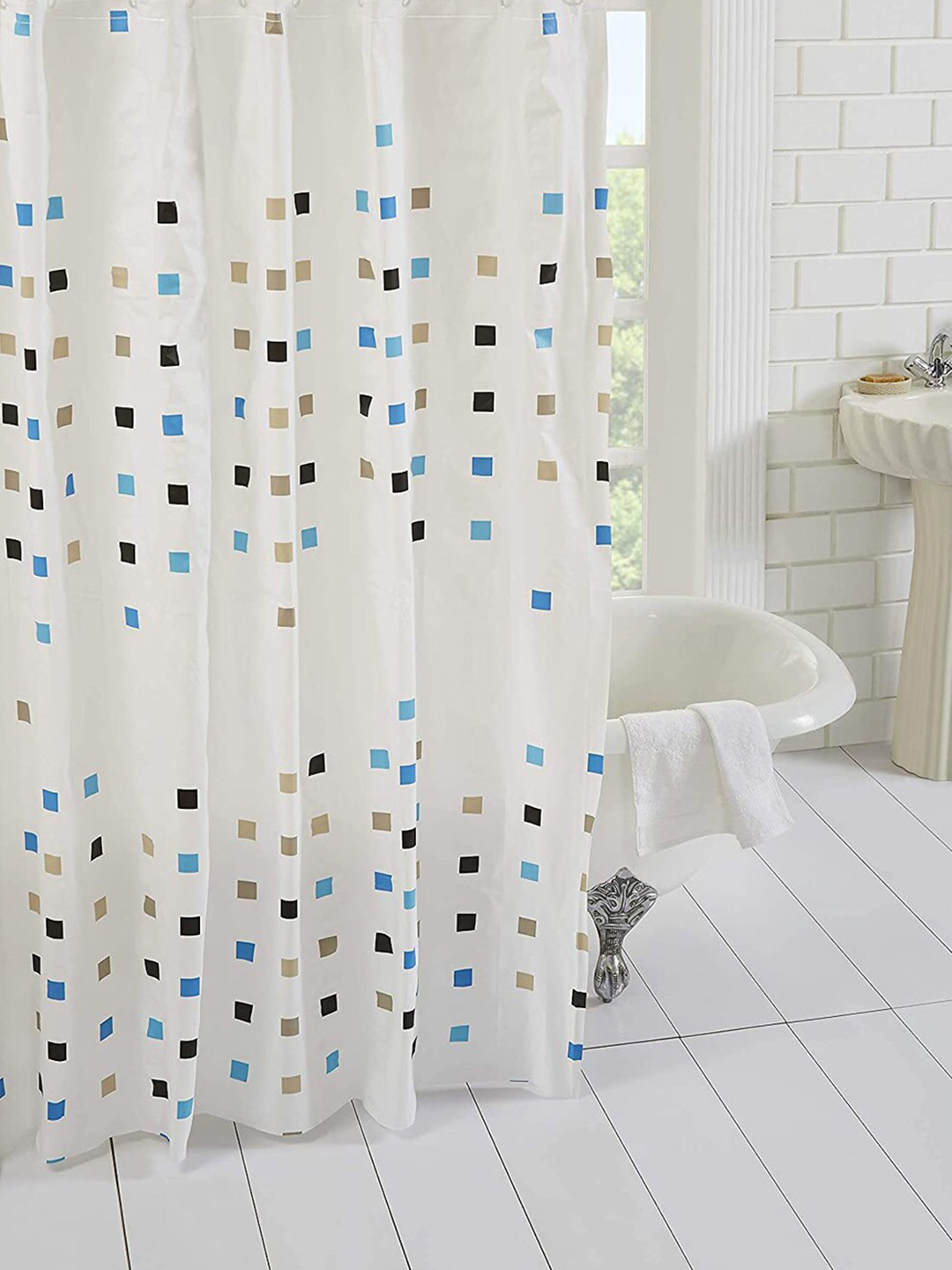 homewards White Printed Shower Curtains