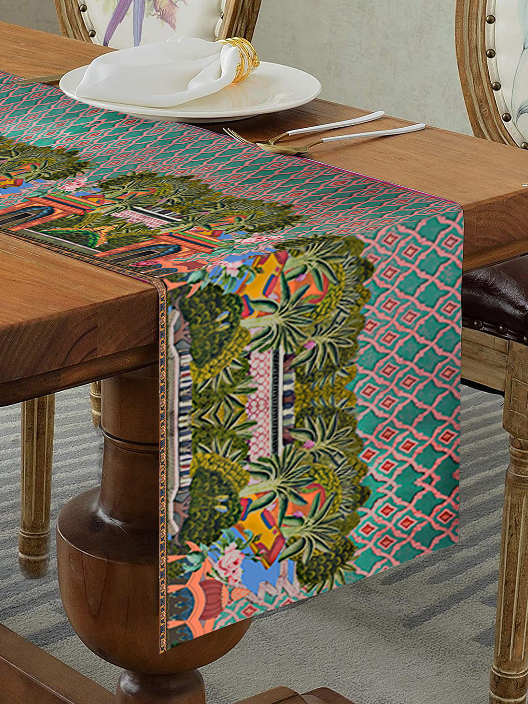 homewards Green Printed Runners