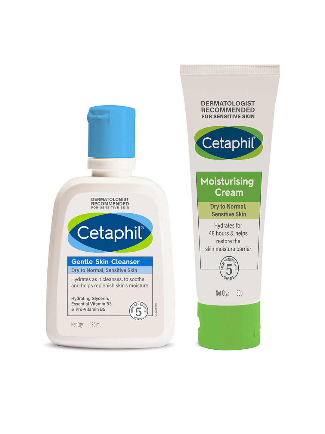 Cetaphil Set of Moisturising Cream - 80 g & Gentle Skin Cleanser - 125 ml