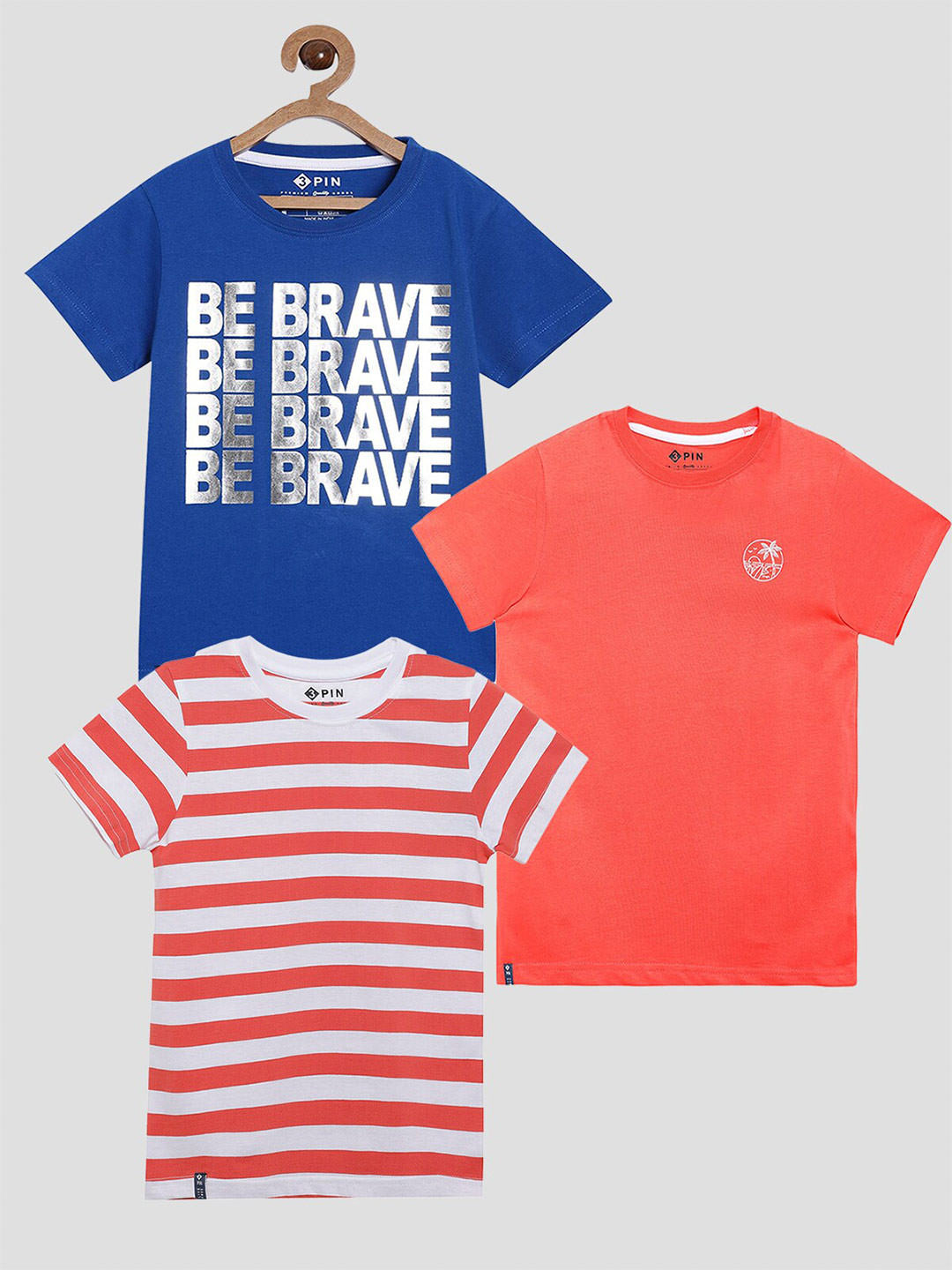 3PIN Boys Red And Blue 3 Striped T-shirt