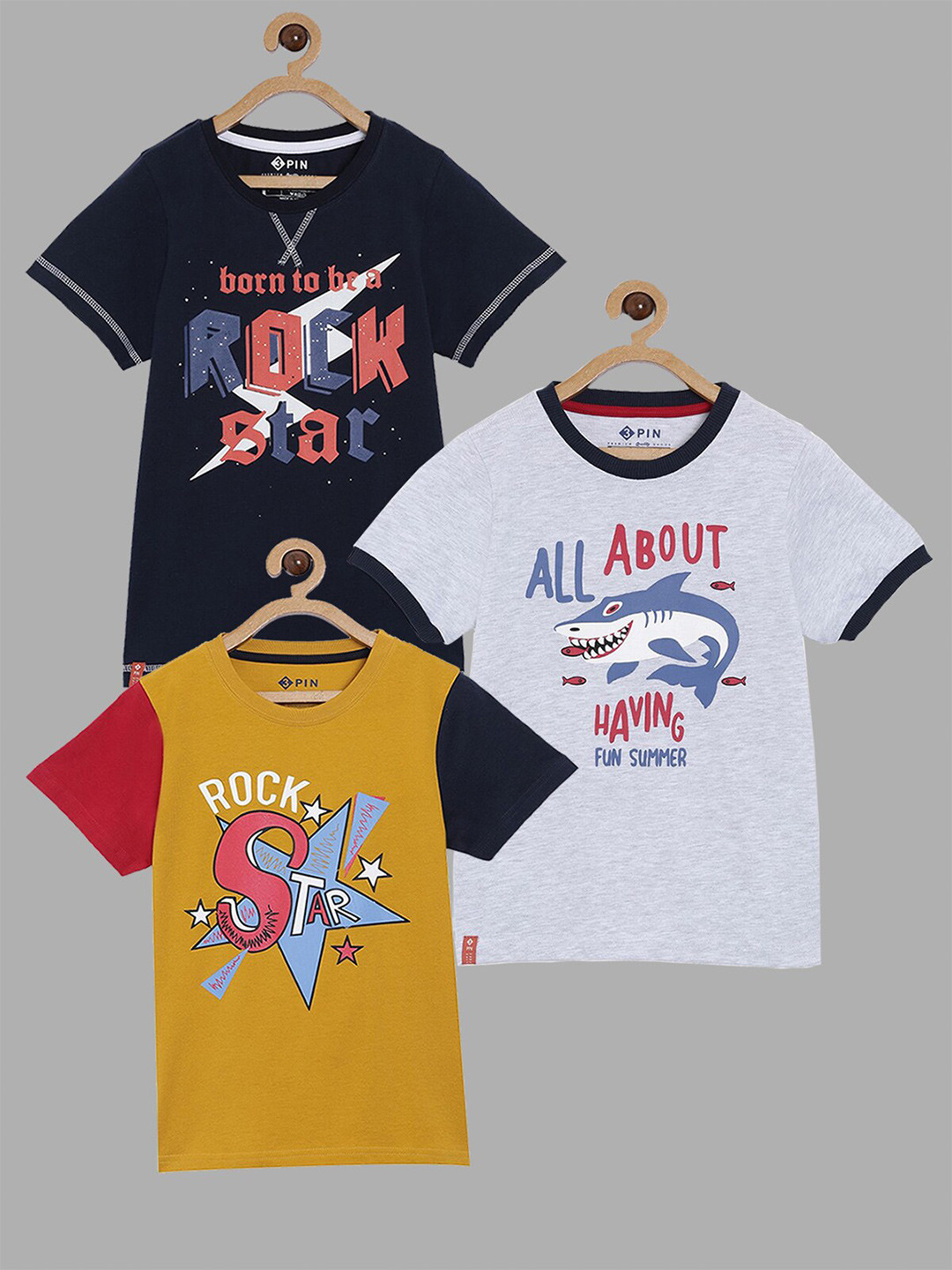 3PIN Boys Multicoloured & lilac hint 3 Printed T-shirt