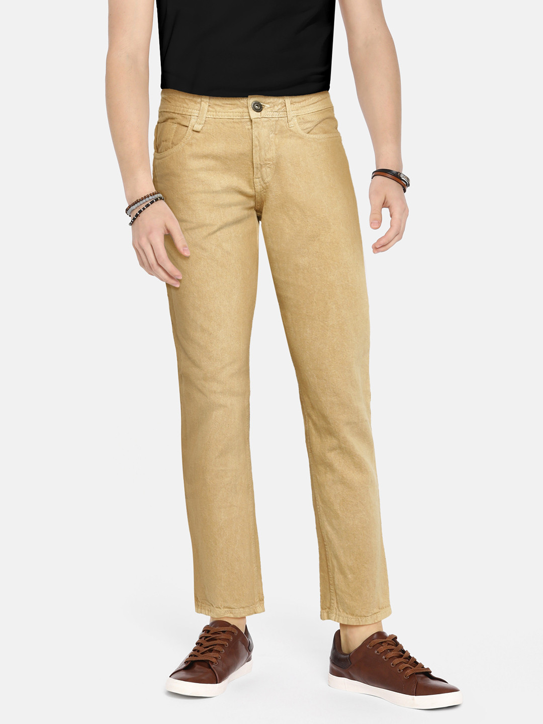 UTH by Roadster Boys Beige Slim Fit Clean Look Stretchable Jeans