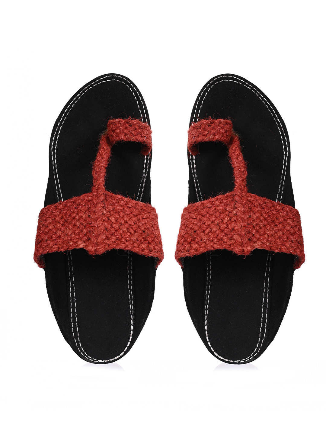 Aristitch Men Red & Black Thong Flip-Flops