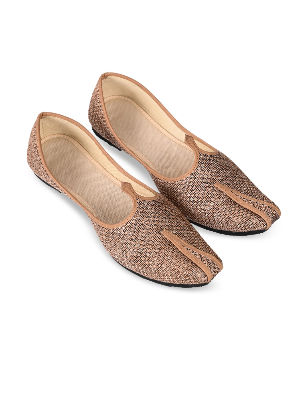 Aristitch Men Gold-Toned Textured Suede Mojaris