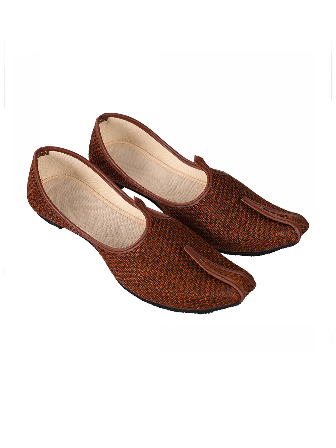 Aristitch Men Brown Textured Suede Jute Mojari