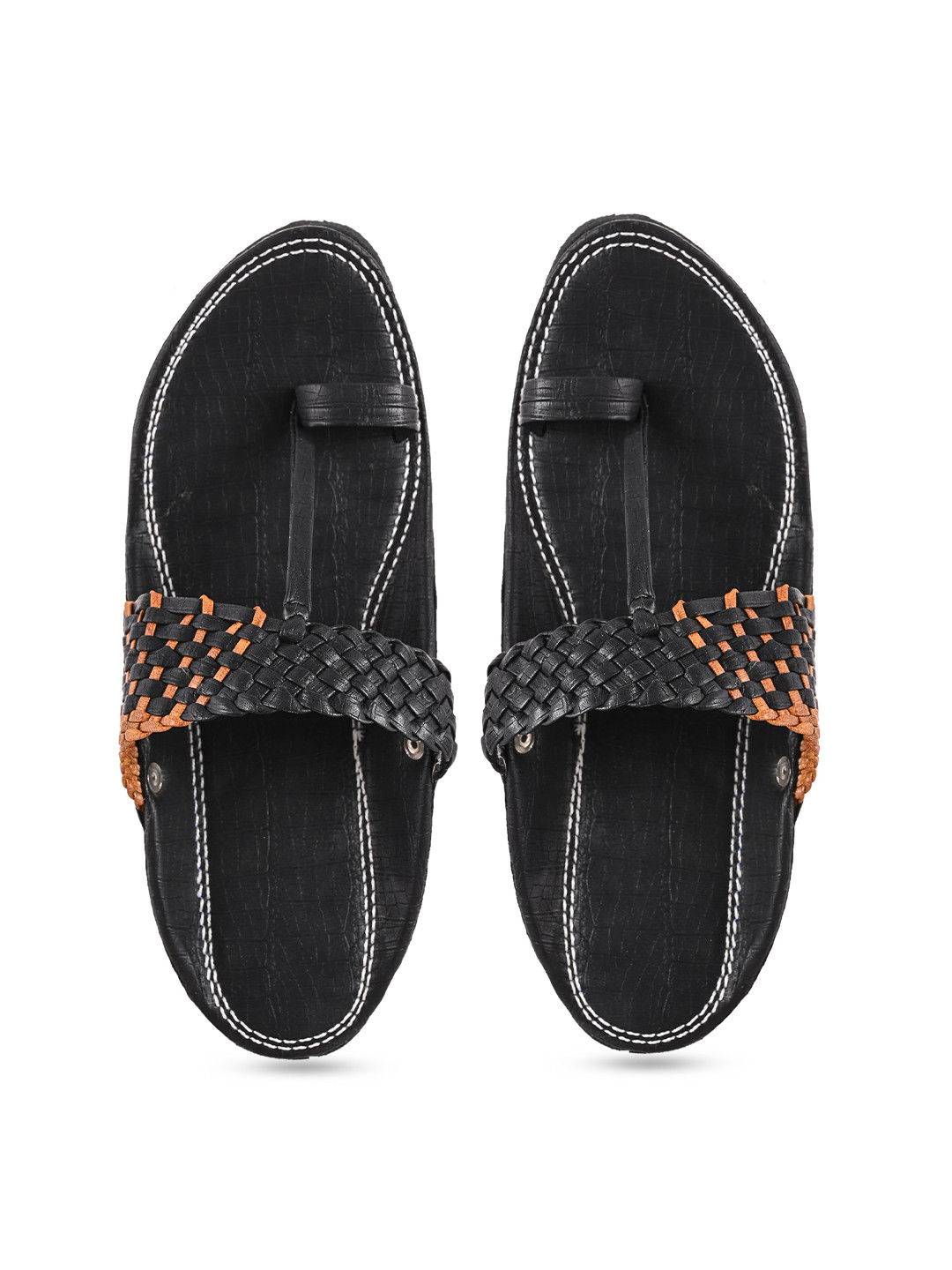 Aristitch Men Black Ethnic Comfort Sandals
