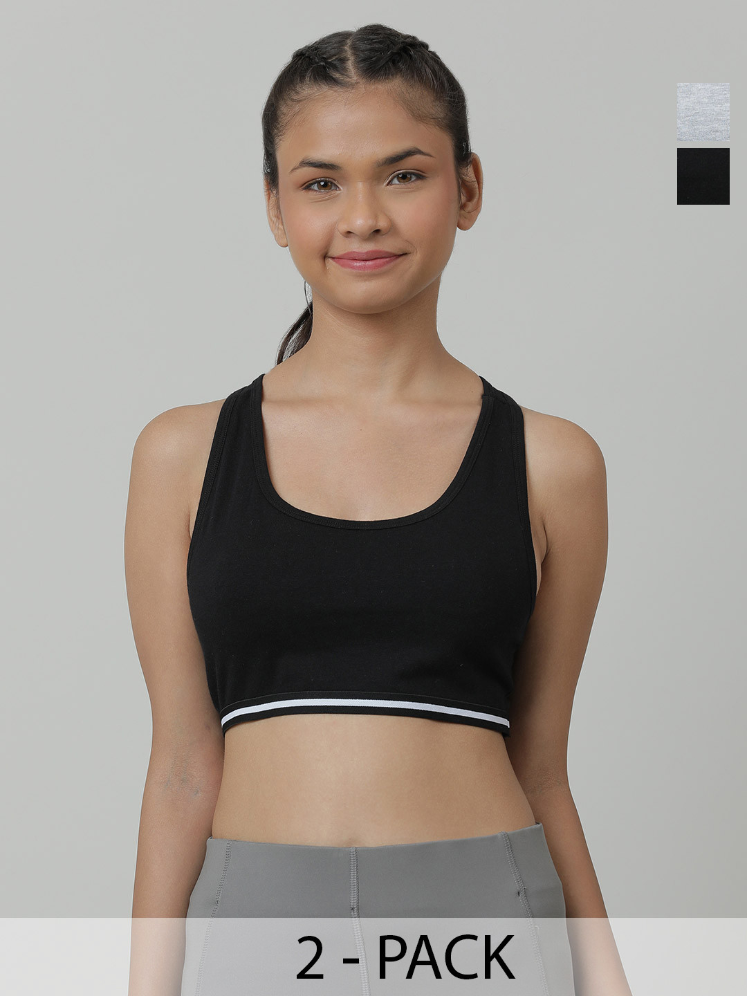 Charm n Cherish Girls Pack Of 2 Grey & Black Bra