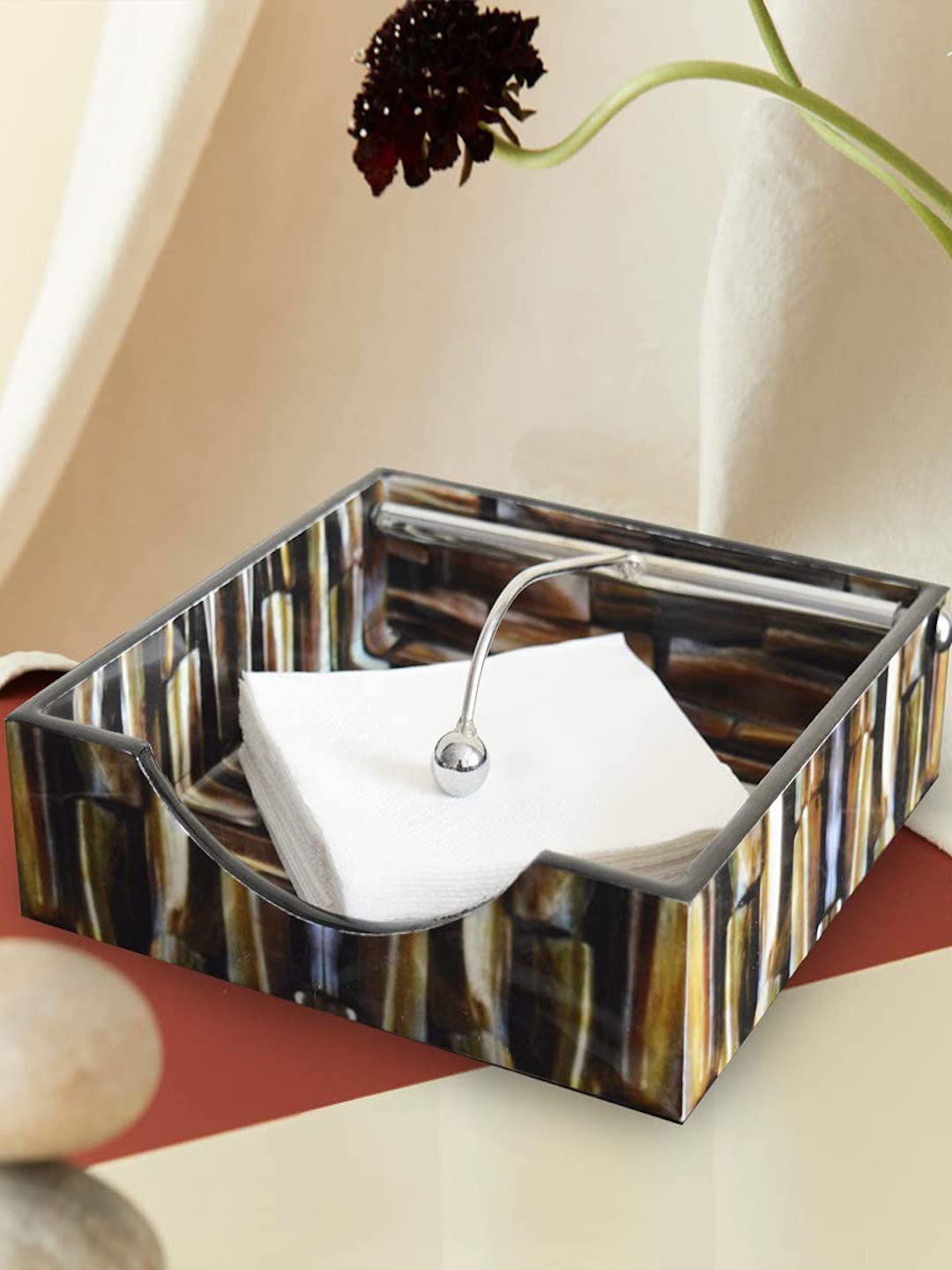 Tranquil square  Brown Printed Wood Dining Essentials