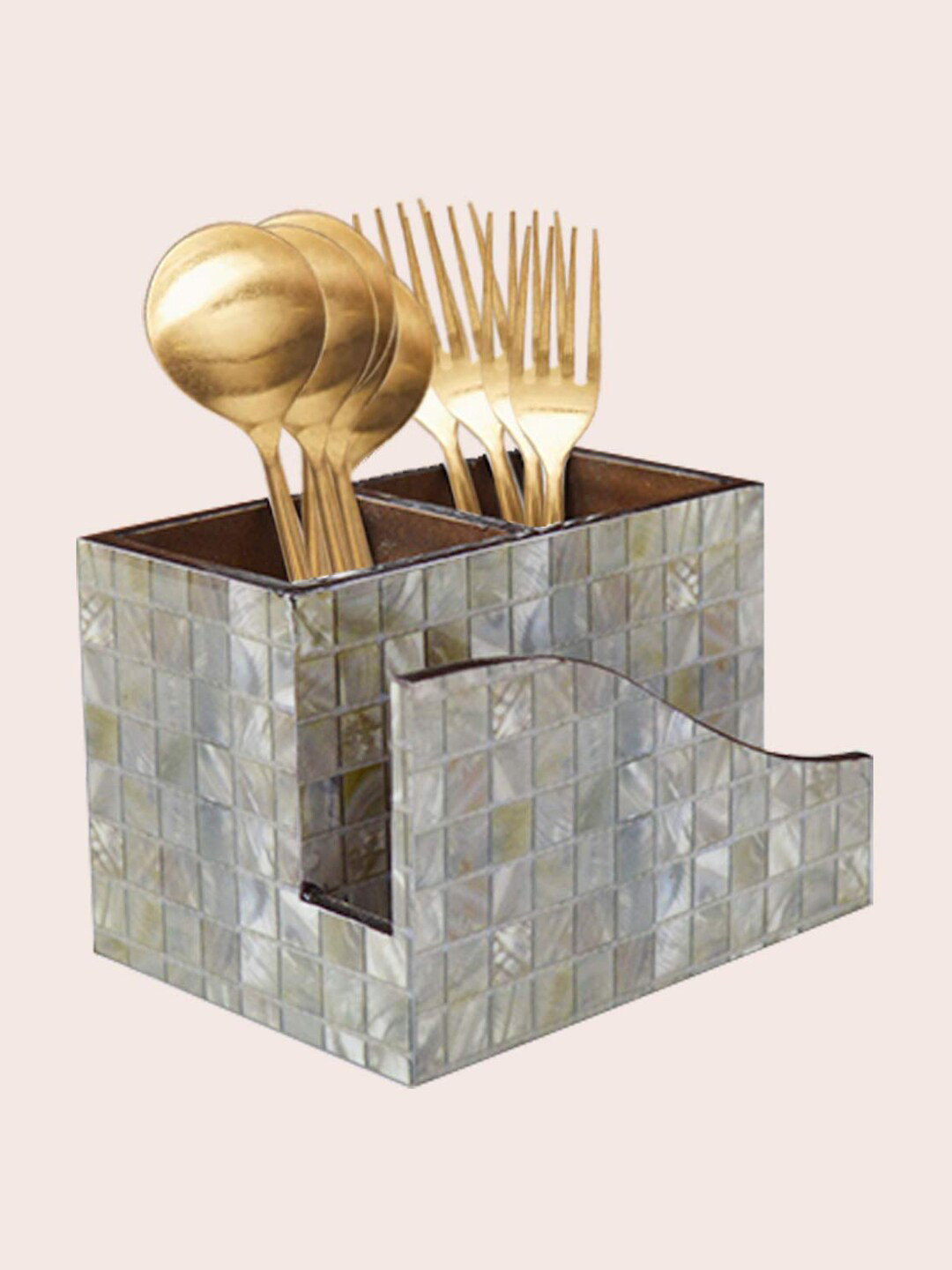 Tranquil square Grey Marble Design Handcrafted Napkin Cutlery Holder