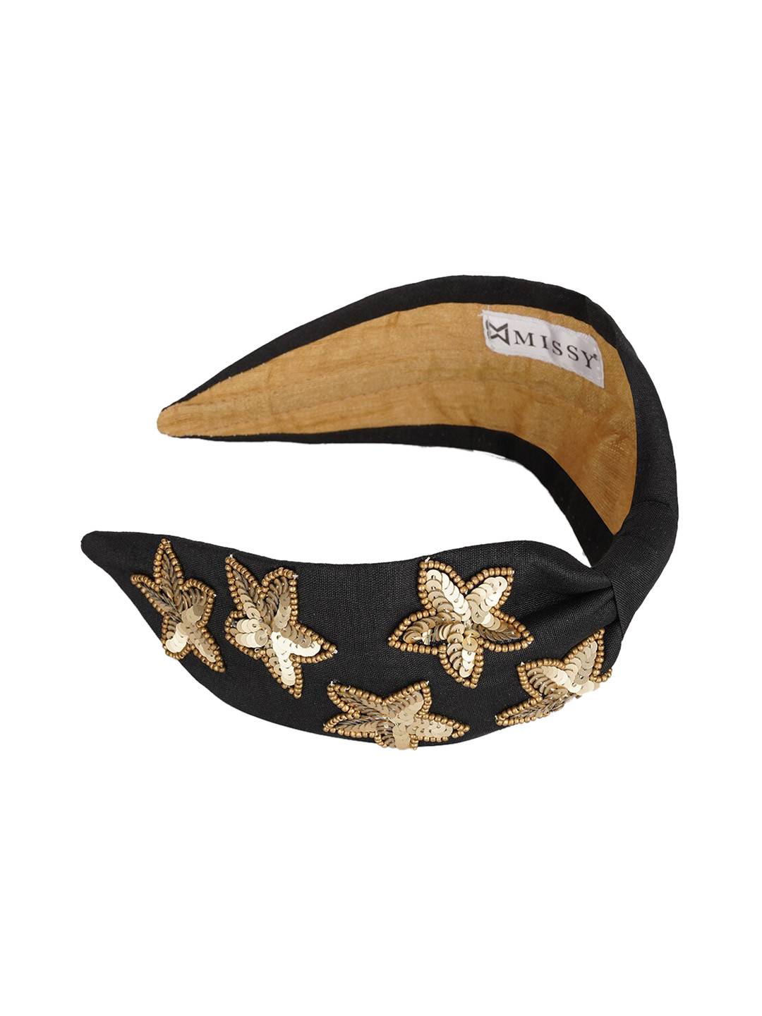 MISSY Black & Silver-Toned Embellished Hairband